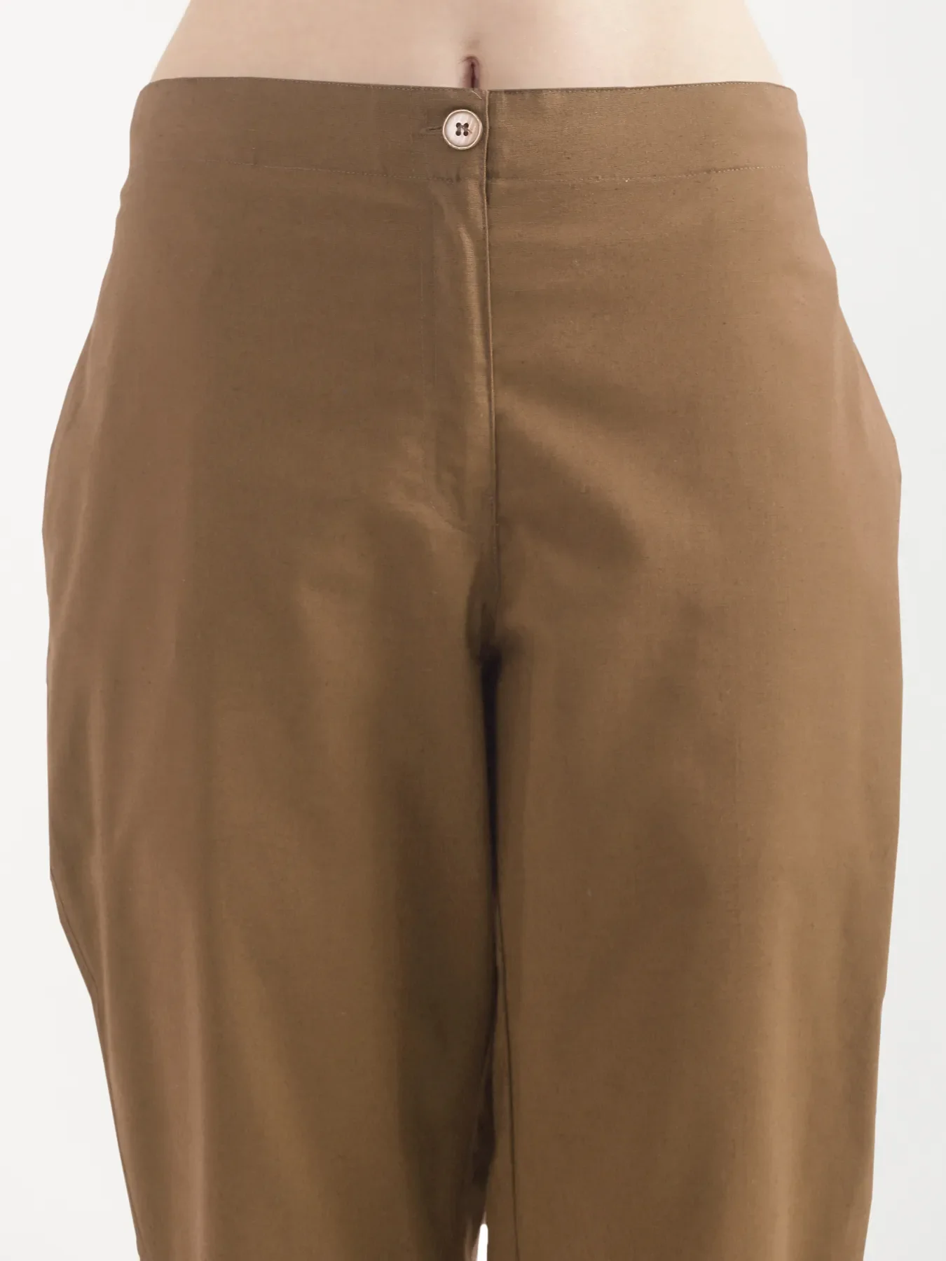 Women Coffee Brown Airy Linen Straight Pants - Image 6
