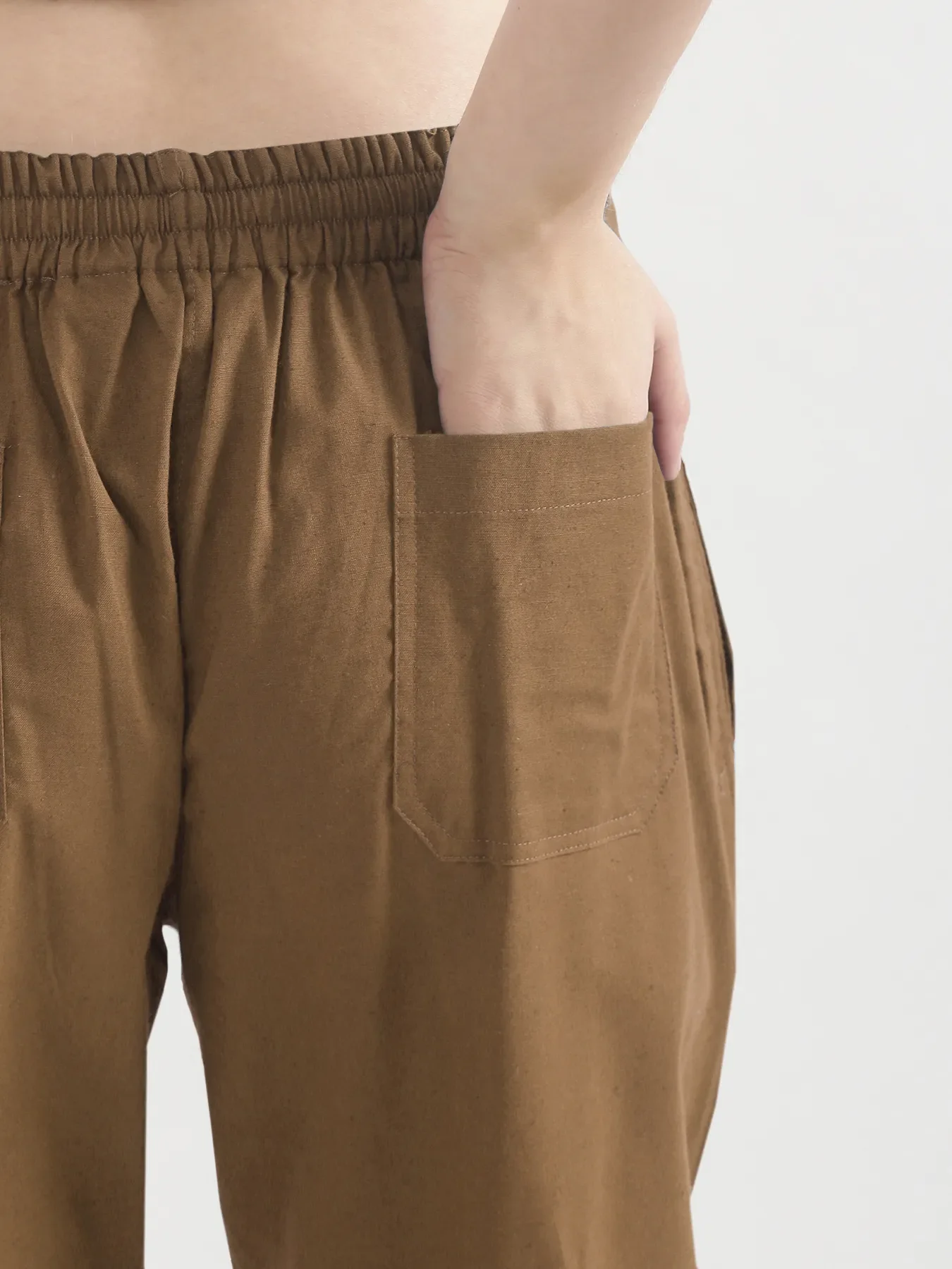 Women Coffee Brown Airy Linen Straight Pants - Image 9