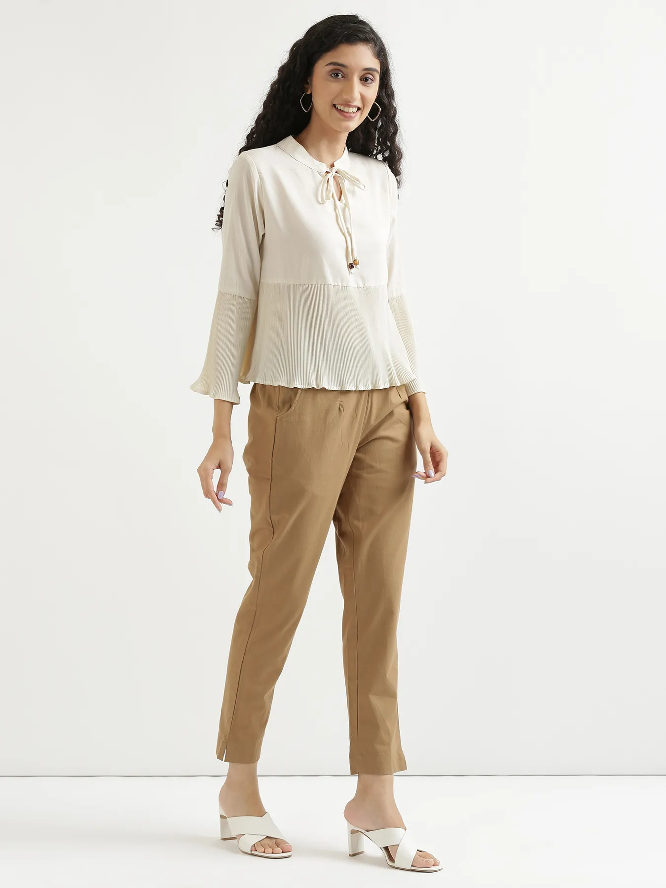 Women Coffee Brown Cotton Pant - Image 3