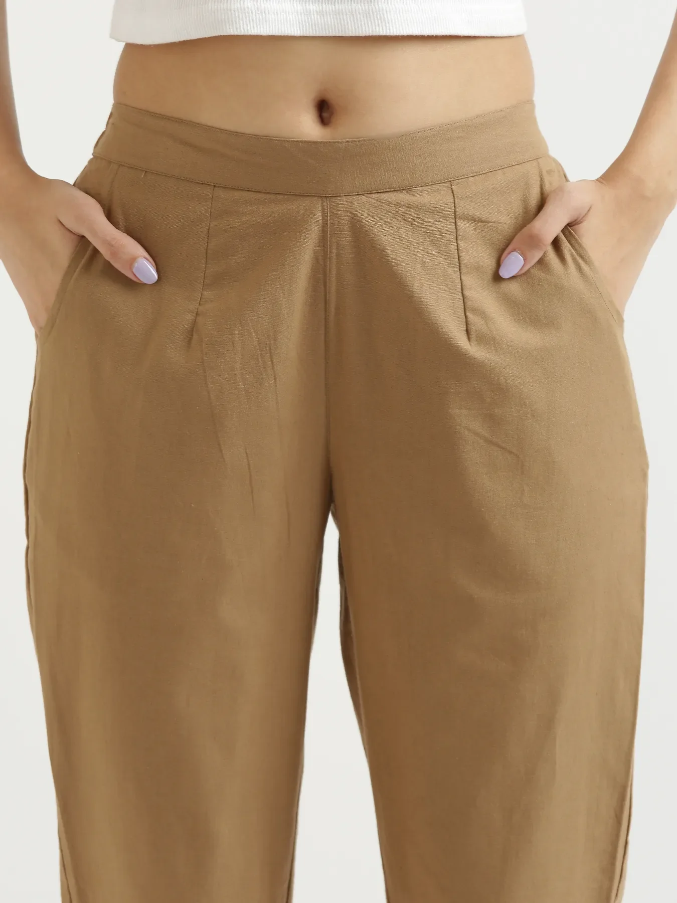 Women Coffee Brown Cotton Pant - Image 4