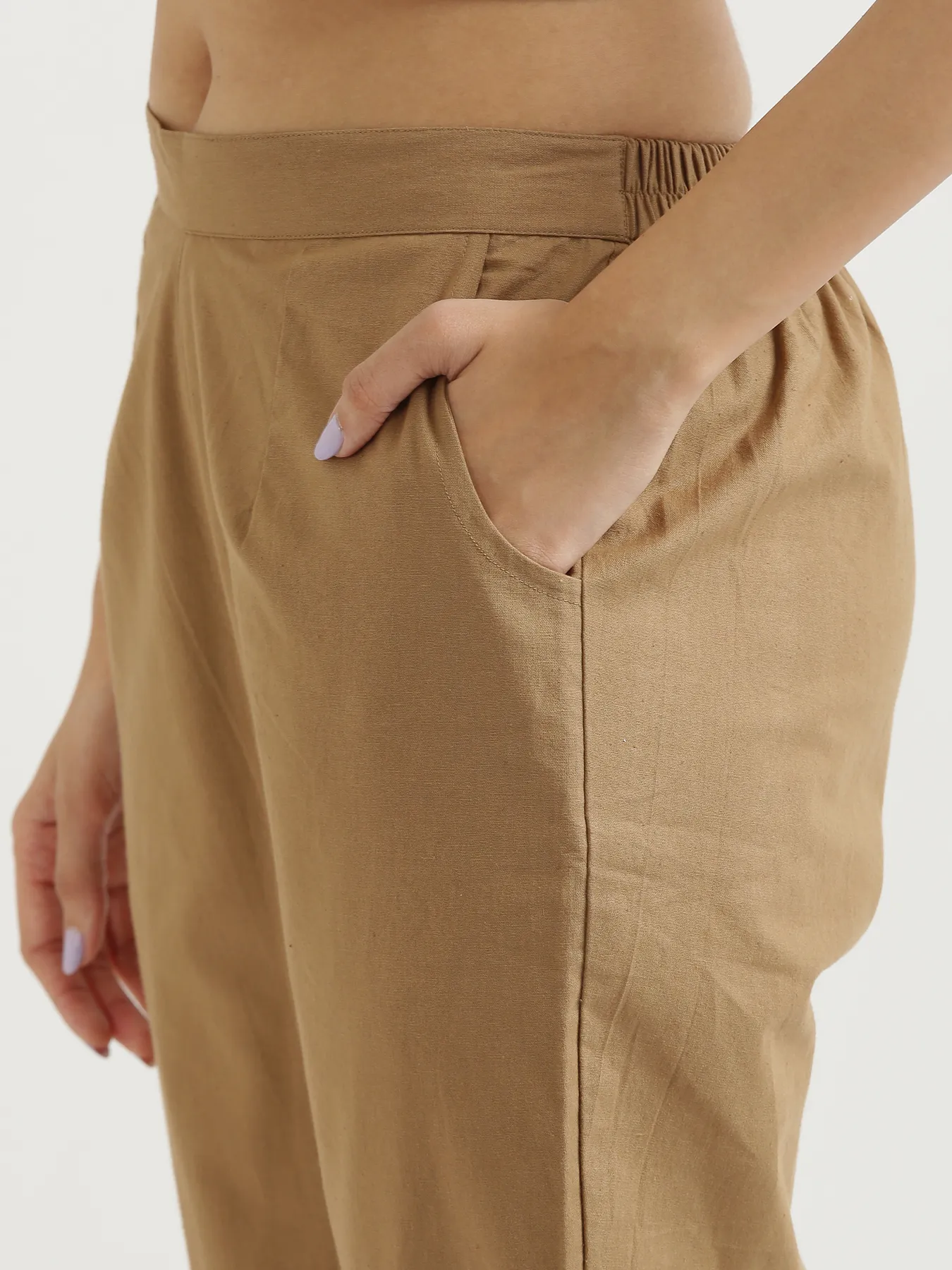 Women Coffee Brown Cotton Pant - Image 5