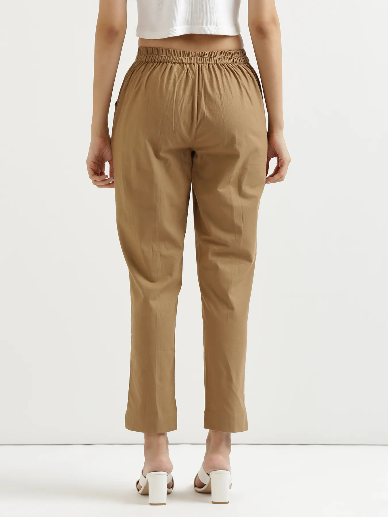 Women Coffee Brown Cotton Pant - Image 8