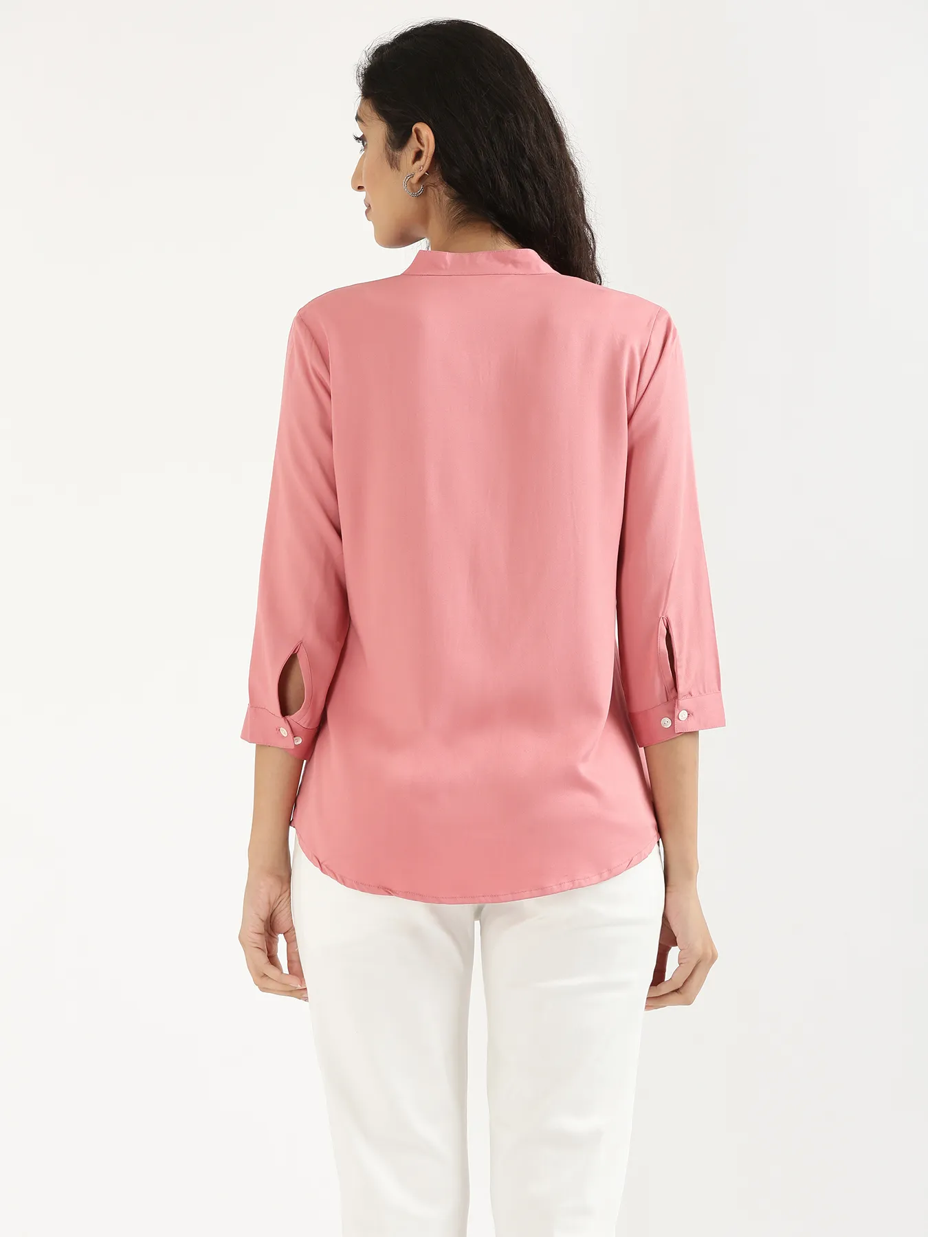 Women Rose Viscose Pleated Top - Image 8
