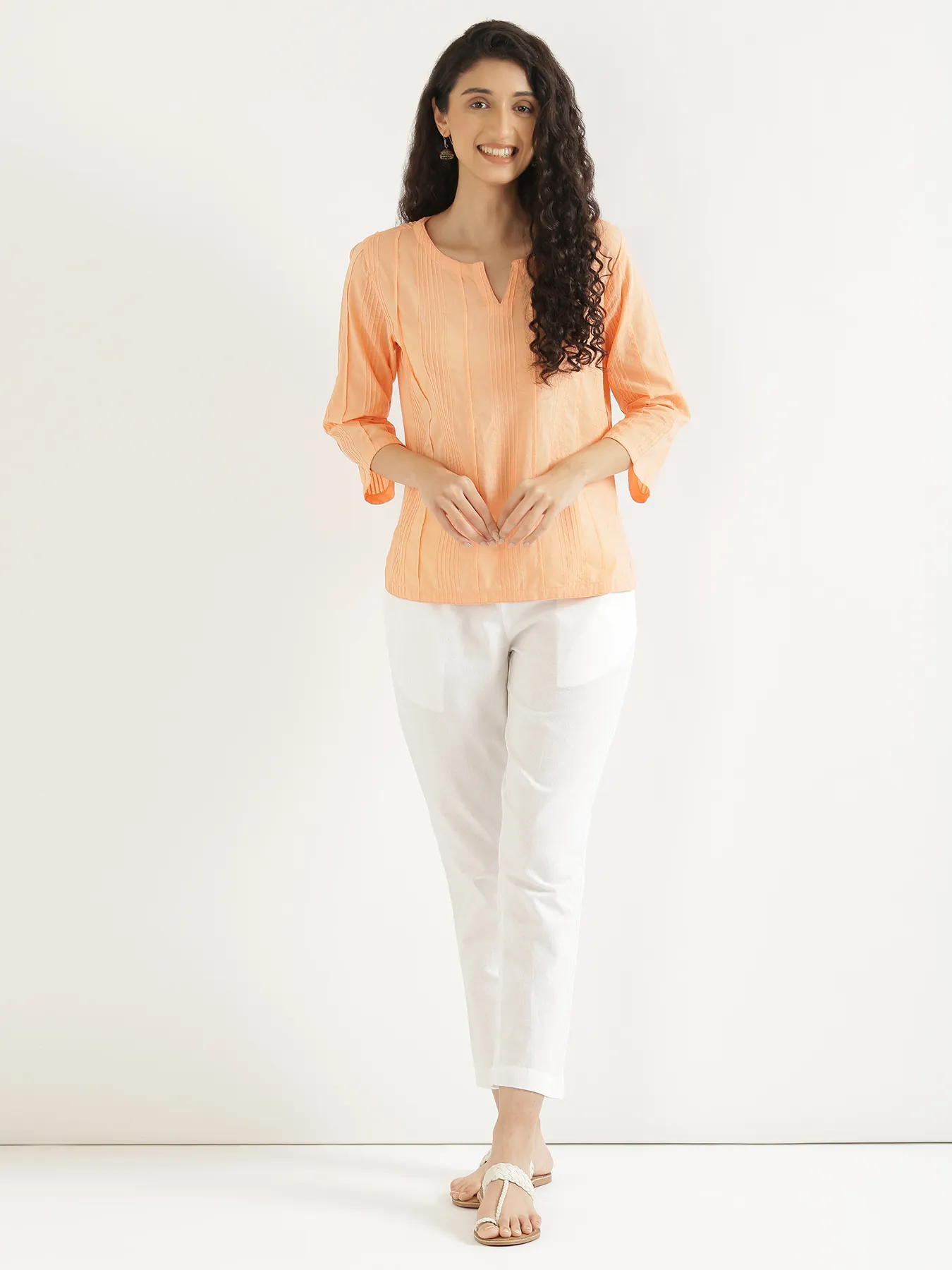Women Peach Everyday Cotton Top - Image 5
