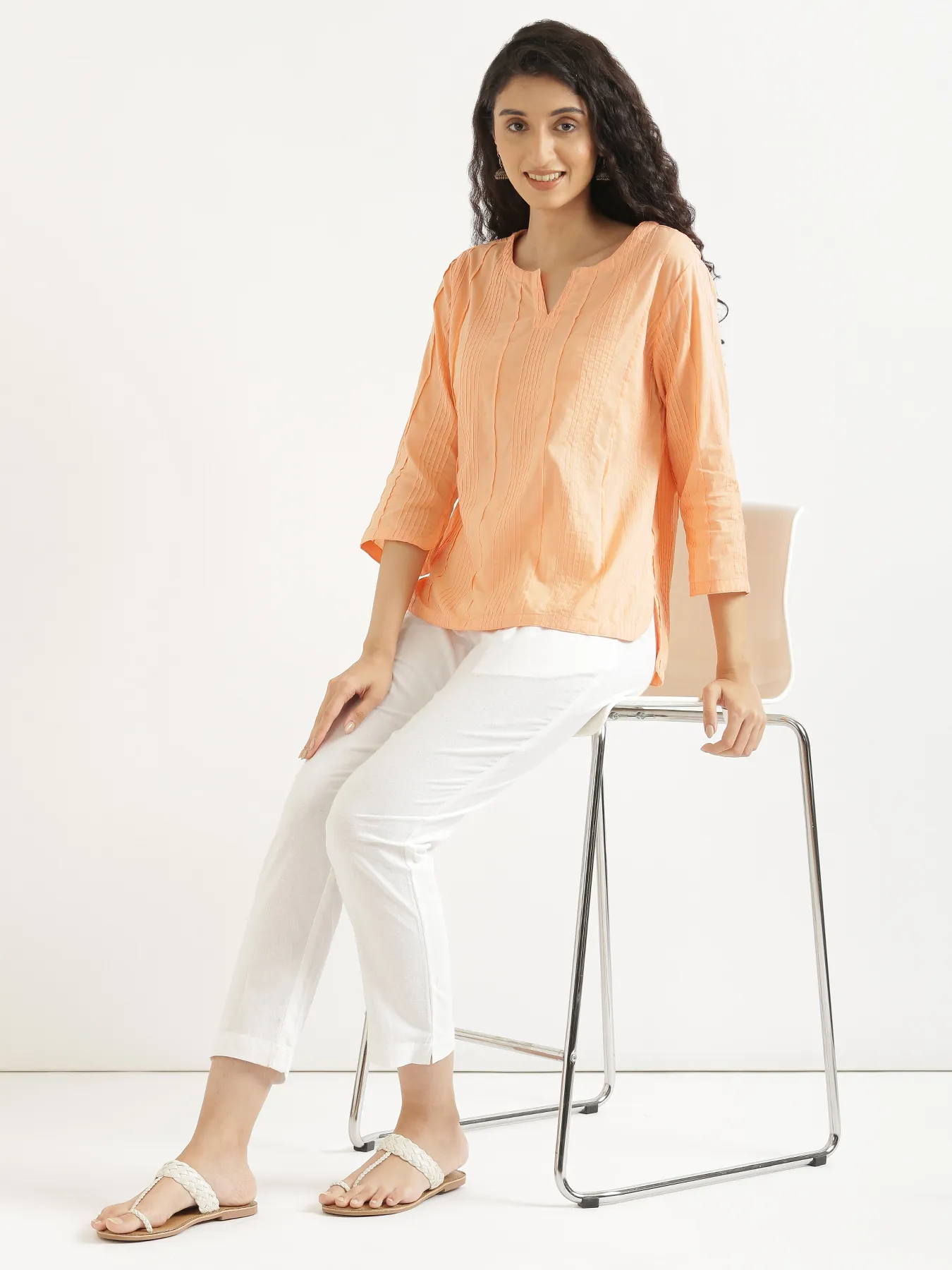 Women Peach Everyday Cotton Top - Image 6