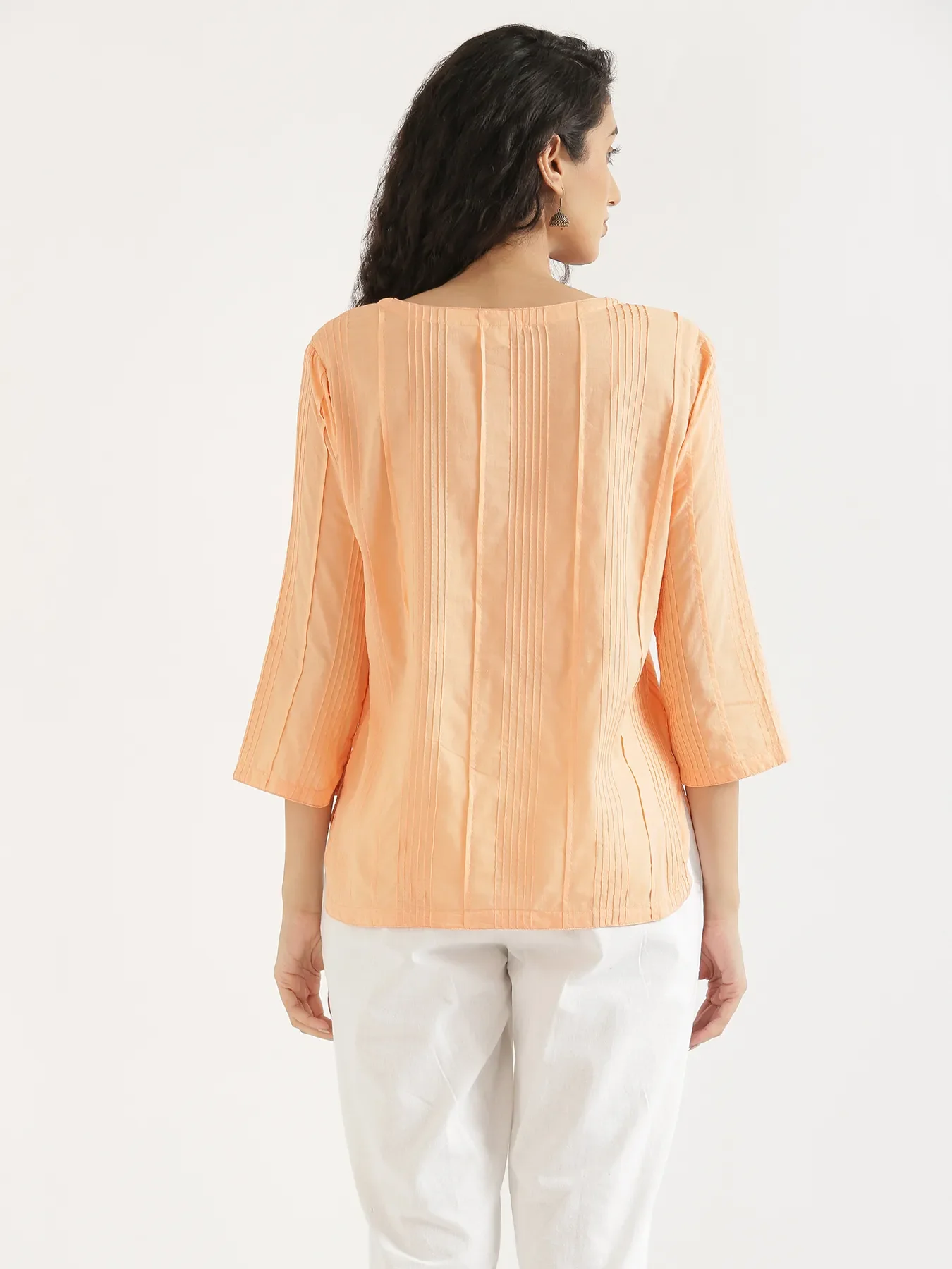 Women Peach Everyday Cotton Top - Image 4