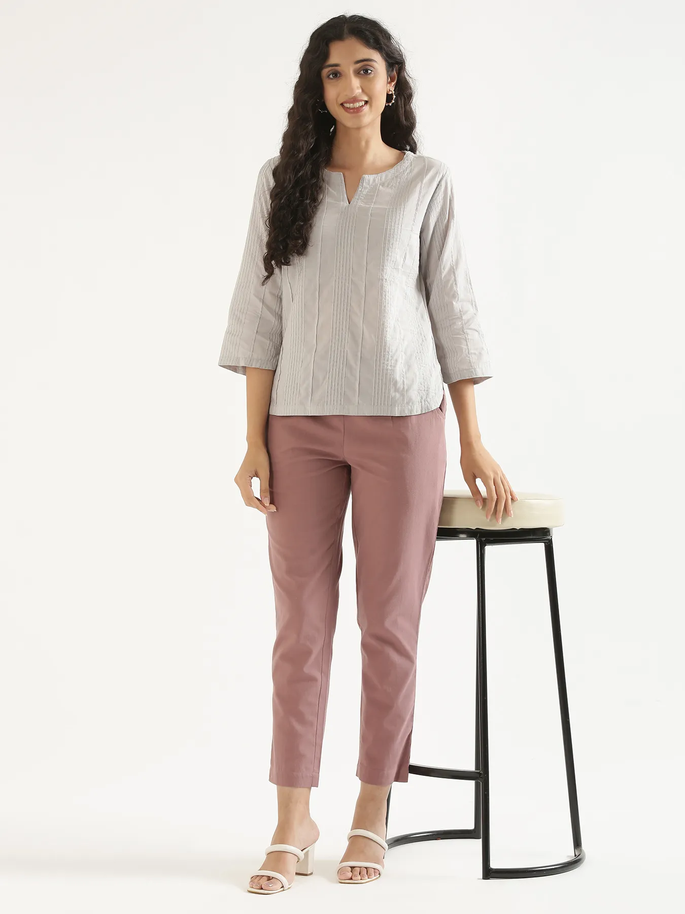Women Grey Everyday Cotton Top - Image 11