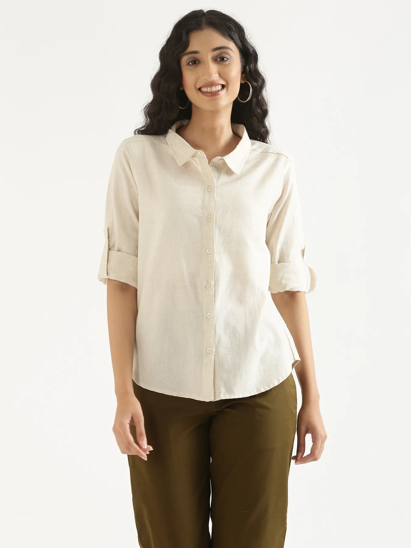 Women Ecru Airy-Linen Shirt