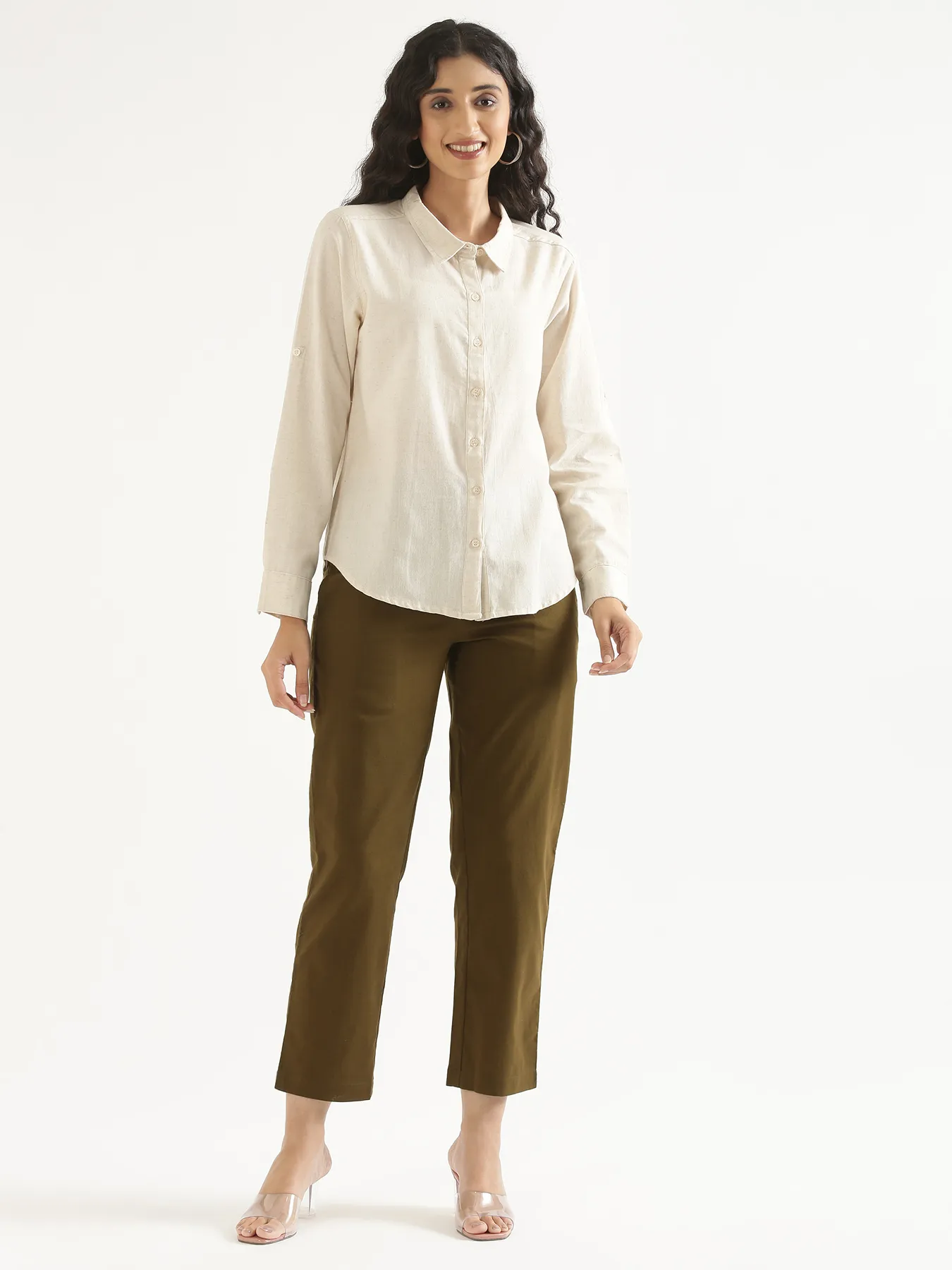 Women Ecru Airy-Linen Shirt - Image 10