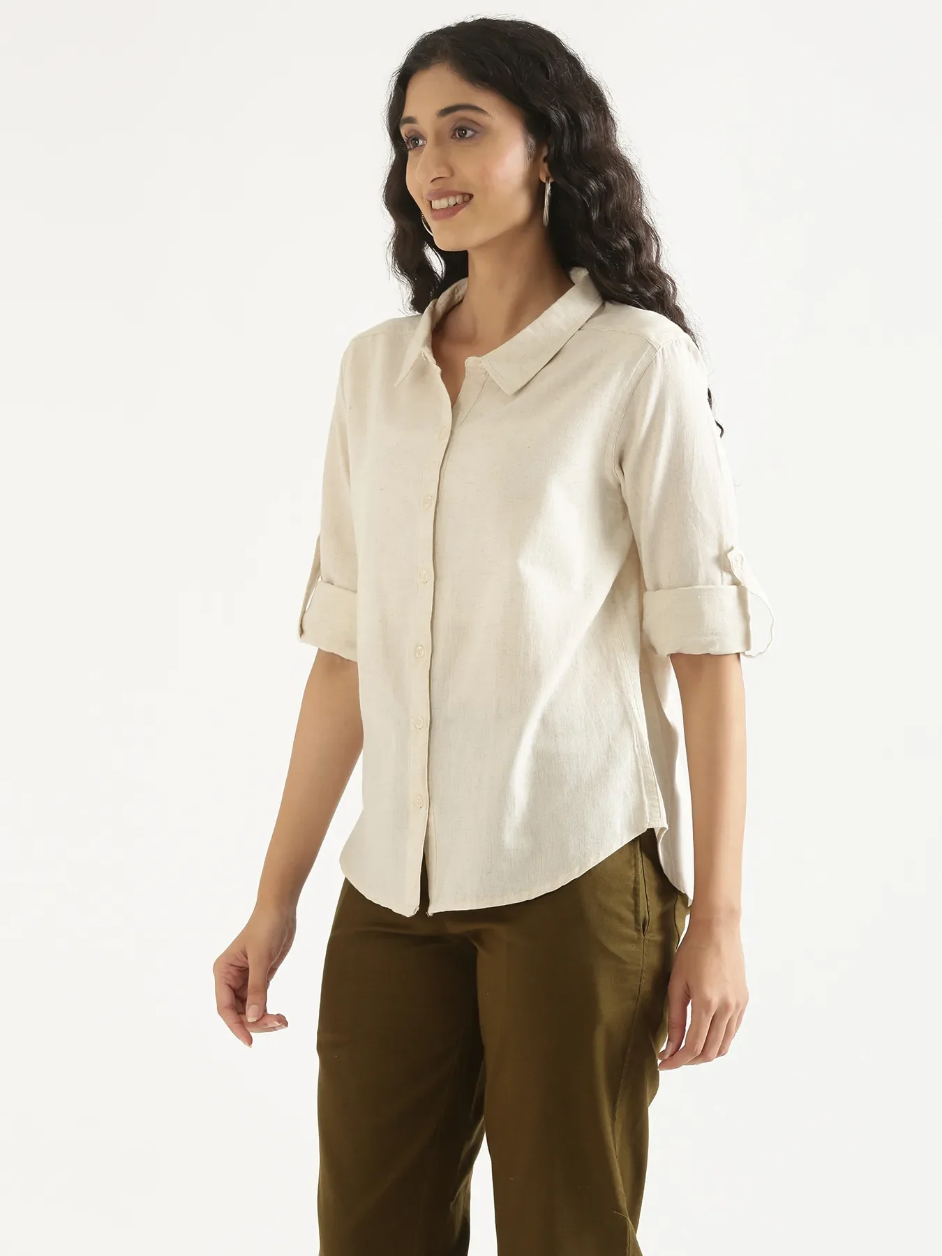Women Ecru Airy-Linen Shirt - Image 8