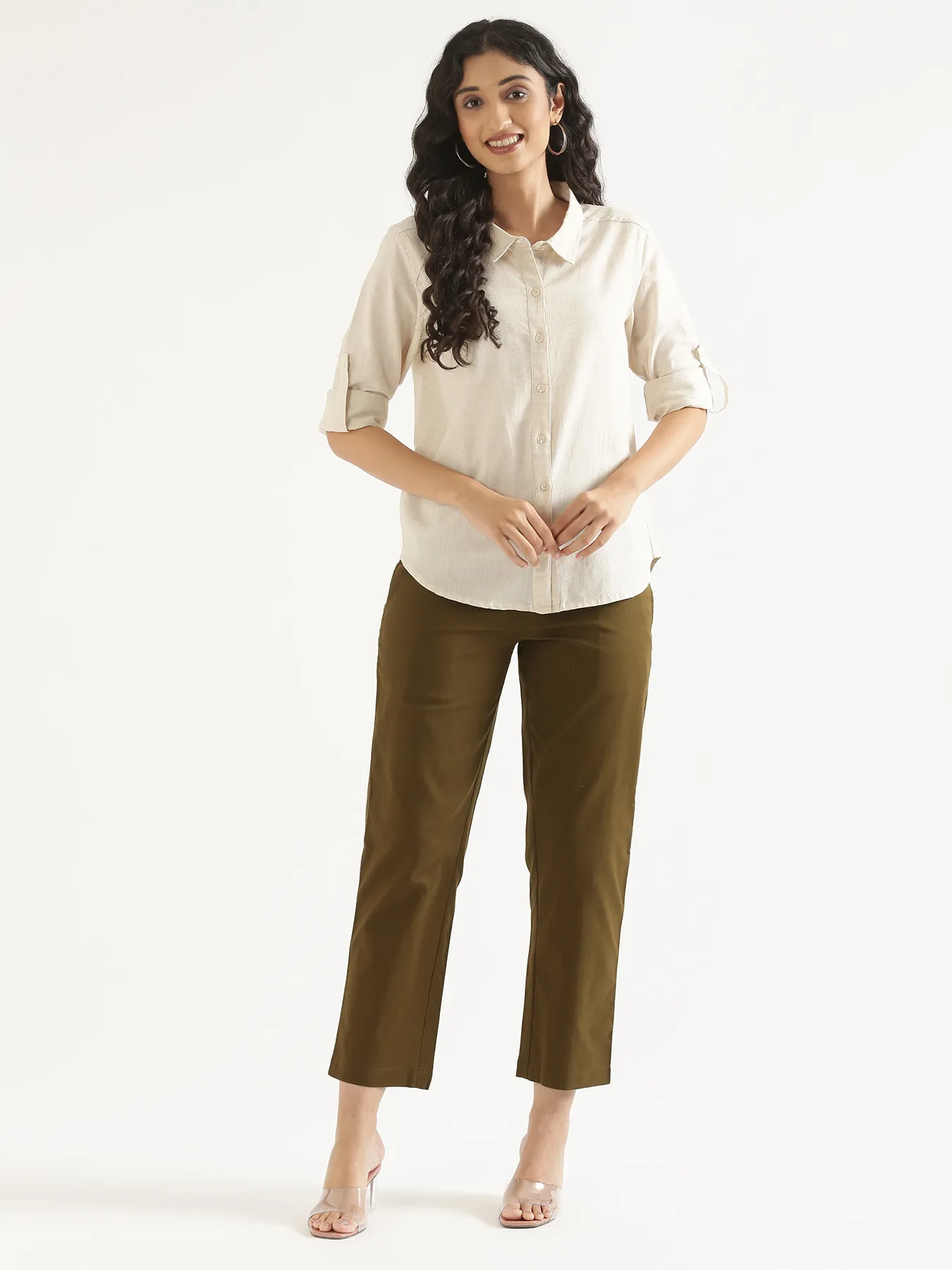 Women Ecru Airy-Linen Shirt - Image 9