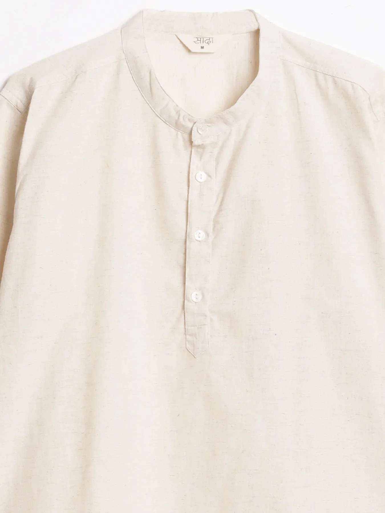 Men Ecru Airy Linen Short Kurta - Image 12