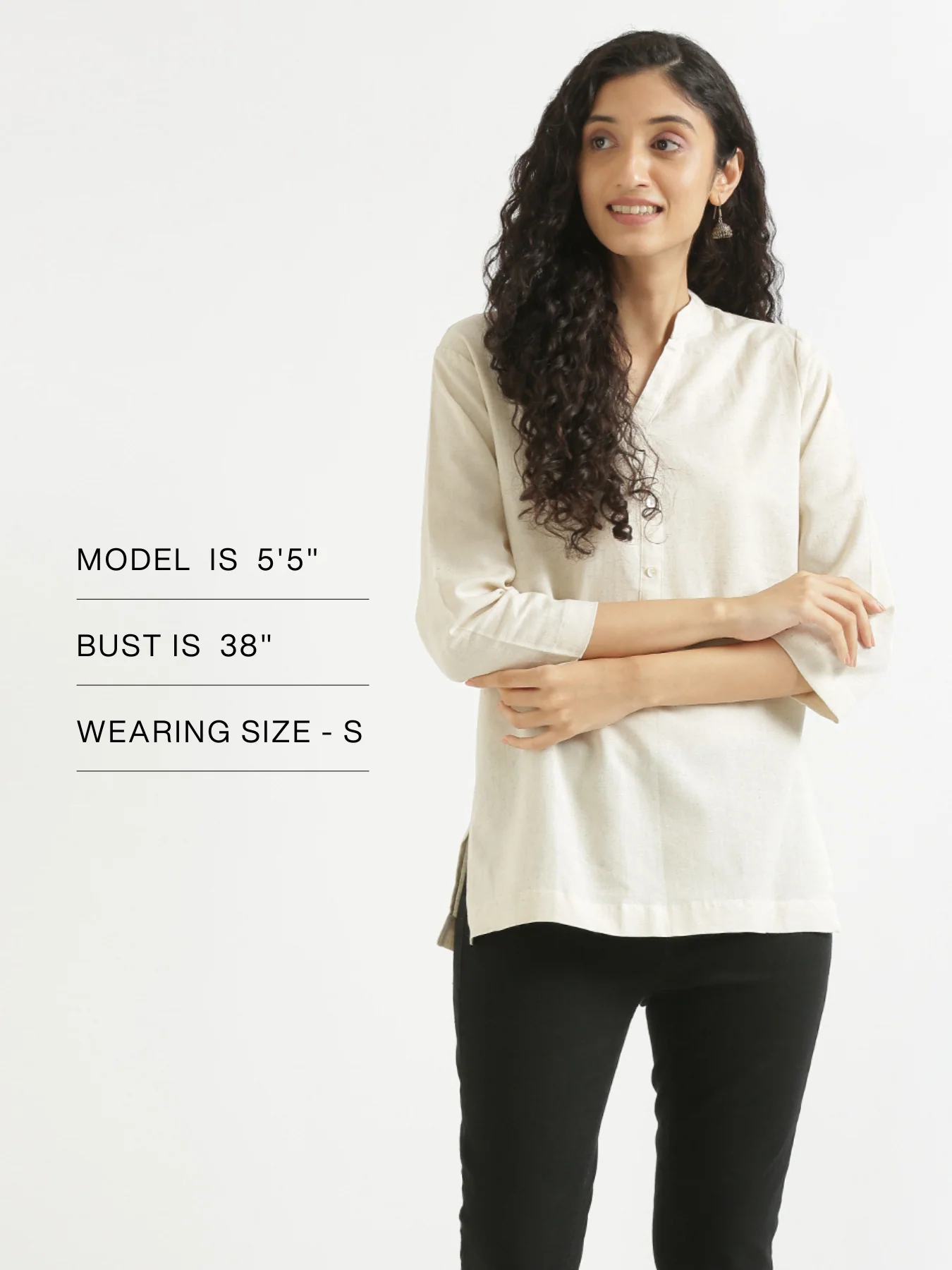Women Ecru Airy Linen Short Kurta - Image 13