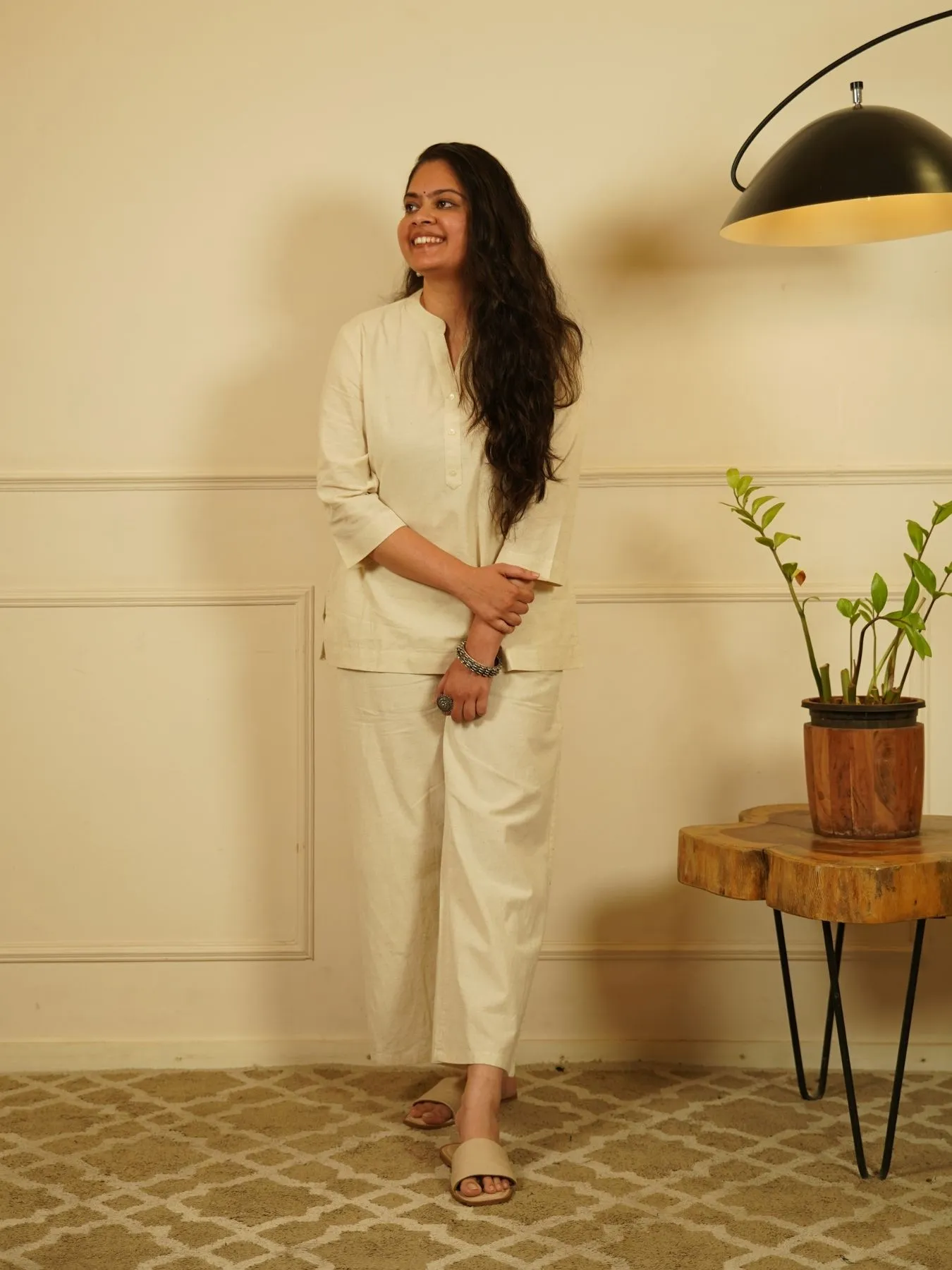 Ecru Airy Linen Short Kurta Co-ord Set - Image 4