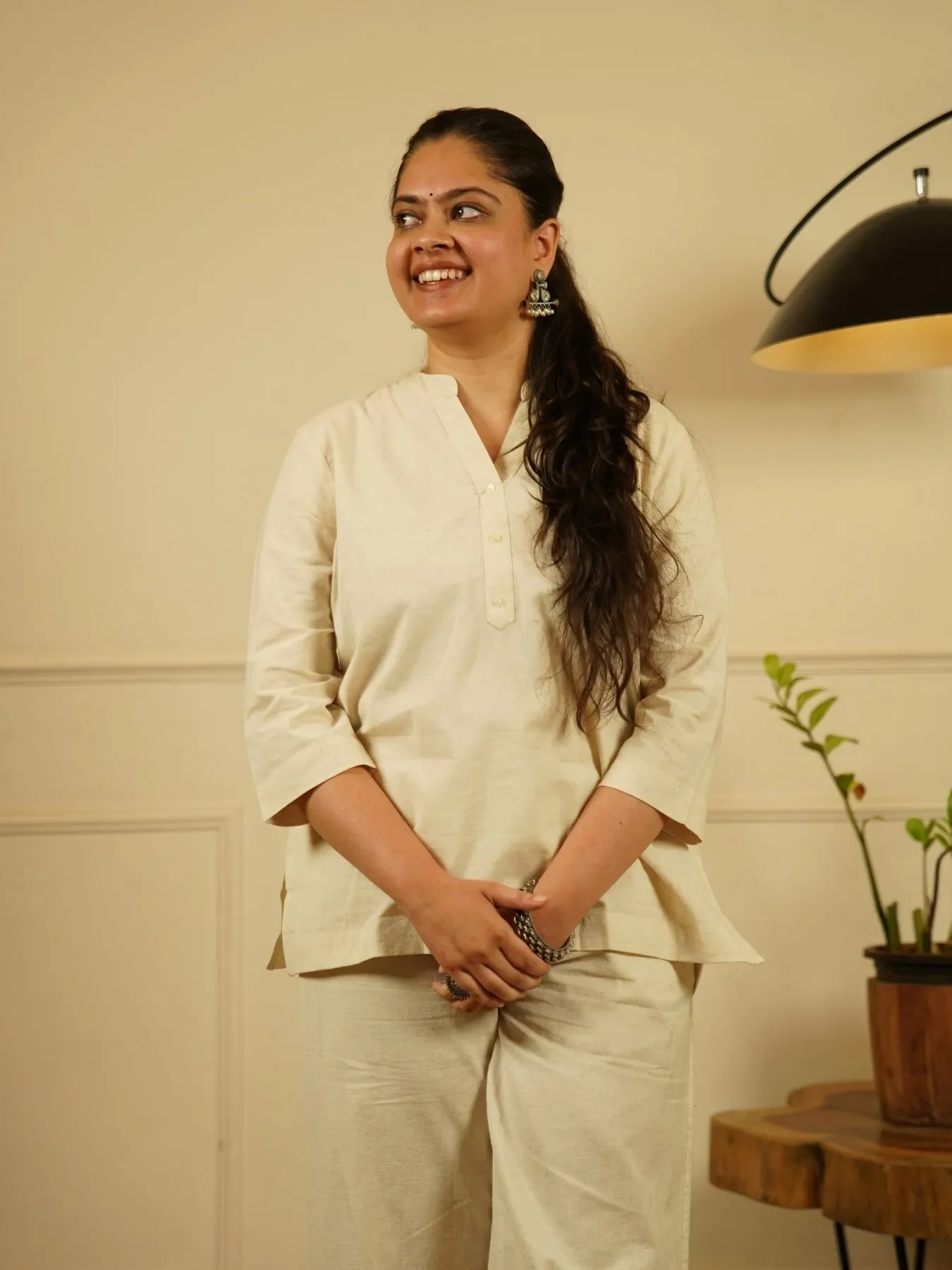 Ecru Airy Linen Short Kurta Co-ord Set - Image 5