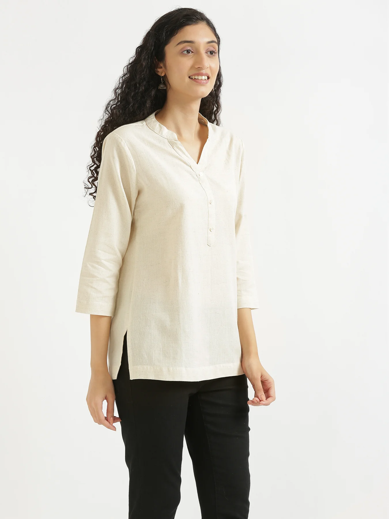 Women Ecru & Maroon Short Kurta - Image 7