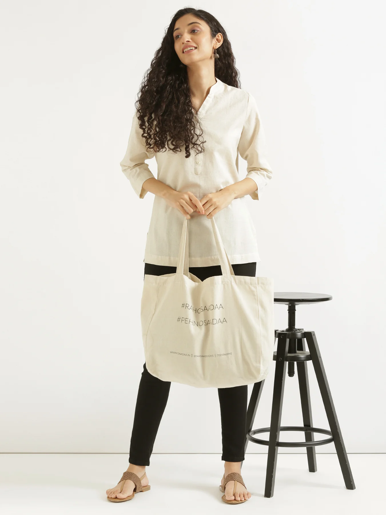 Women Ecru & Maroon Short Kurta - Image 9