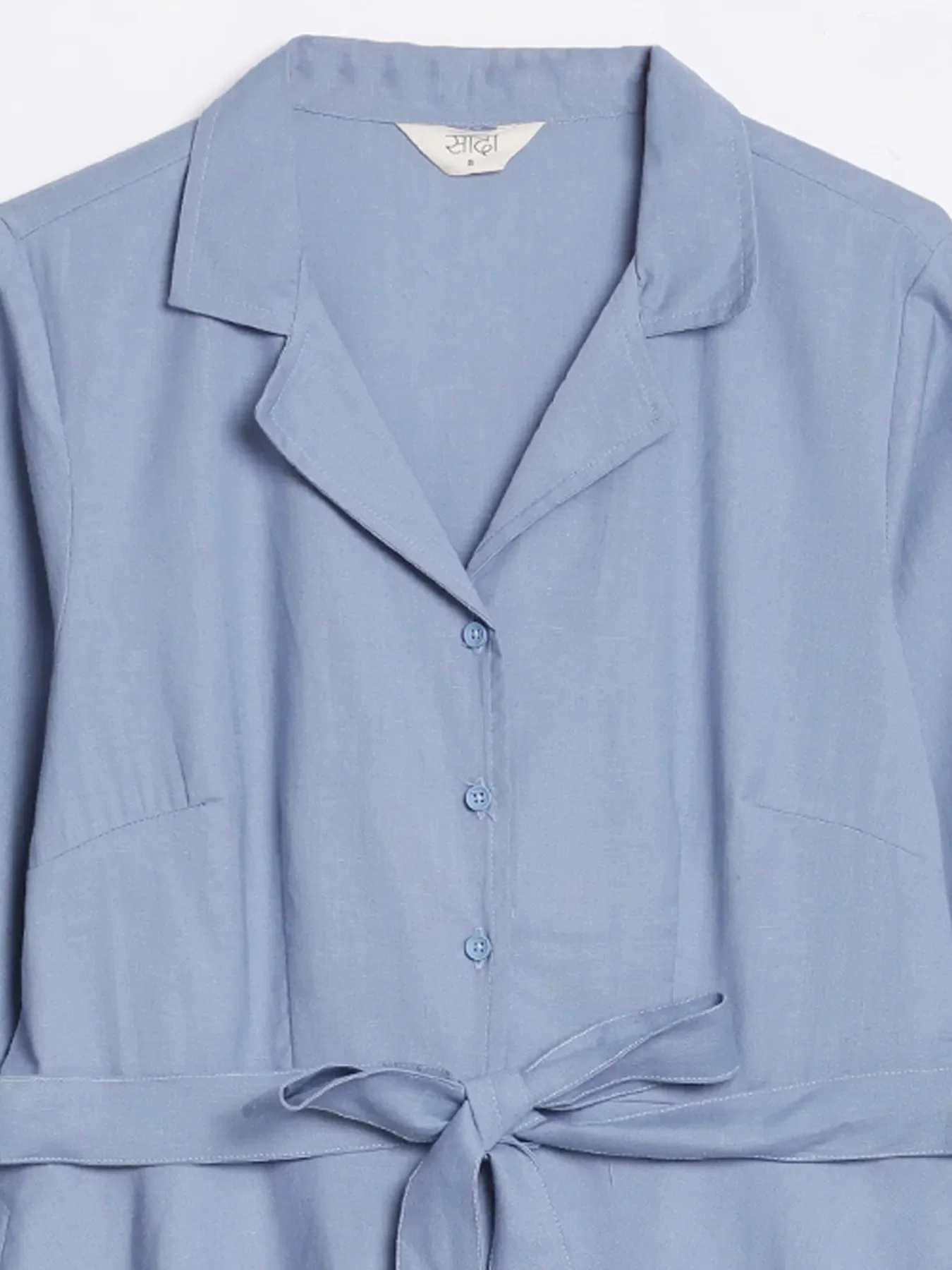 Women English Blue Airy Linen Flared Dress - Image 15