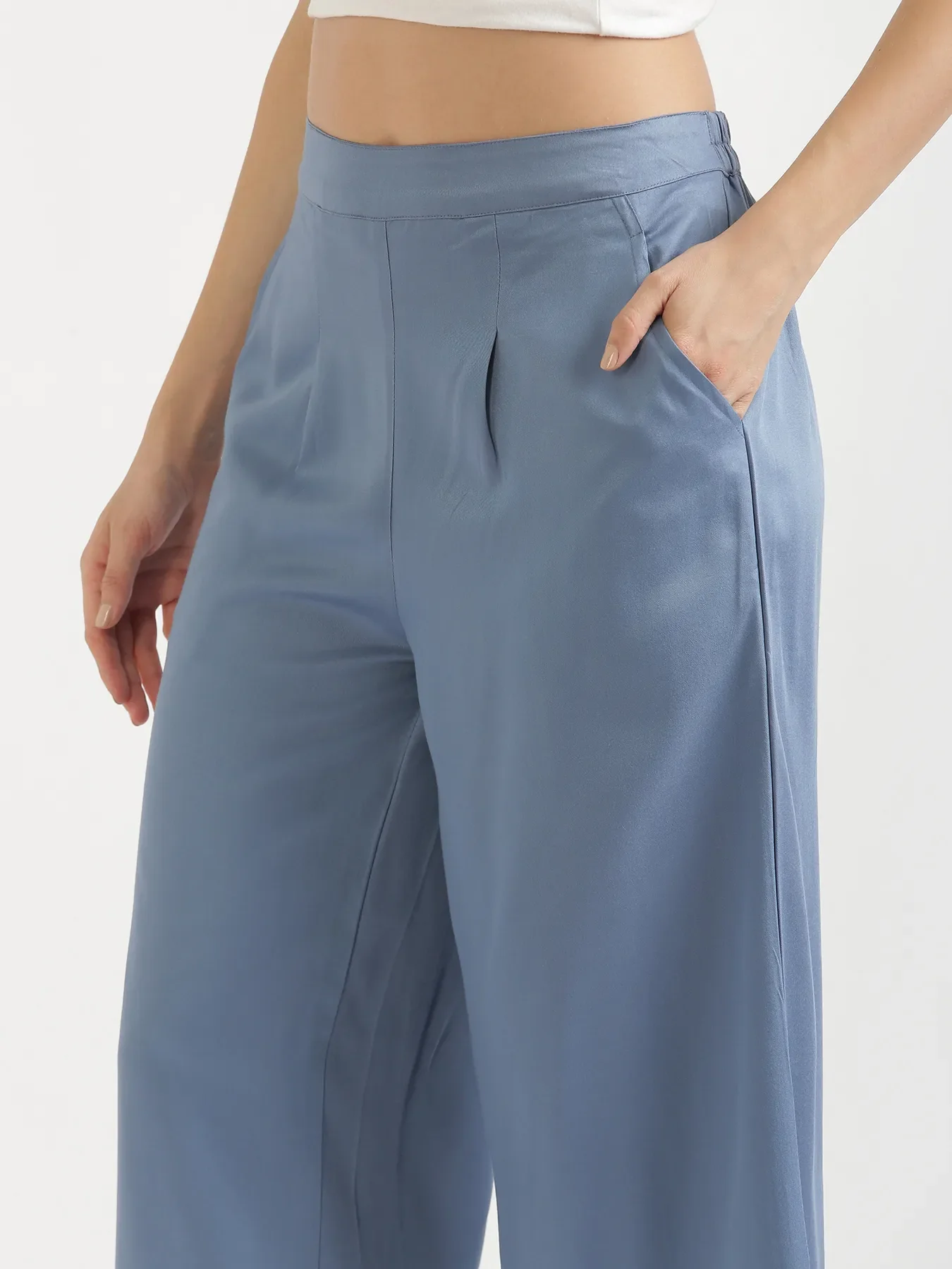 Women English Blue Viscose Palazzo Pant - Image 5