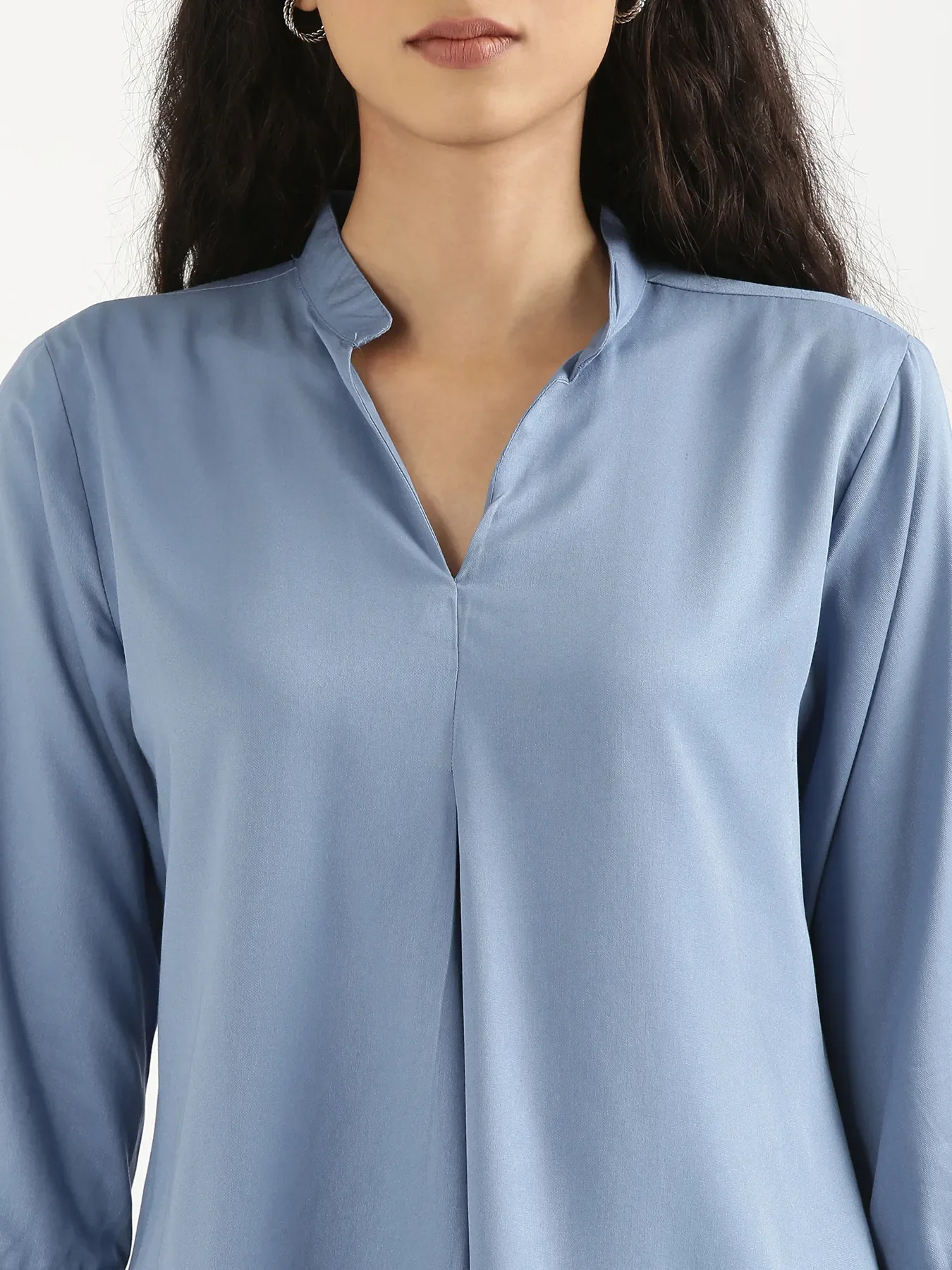 Women English Blue Viscose Pleated Top - Image 4