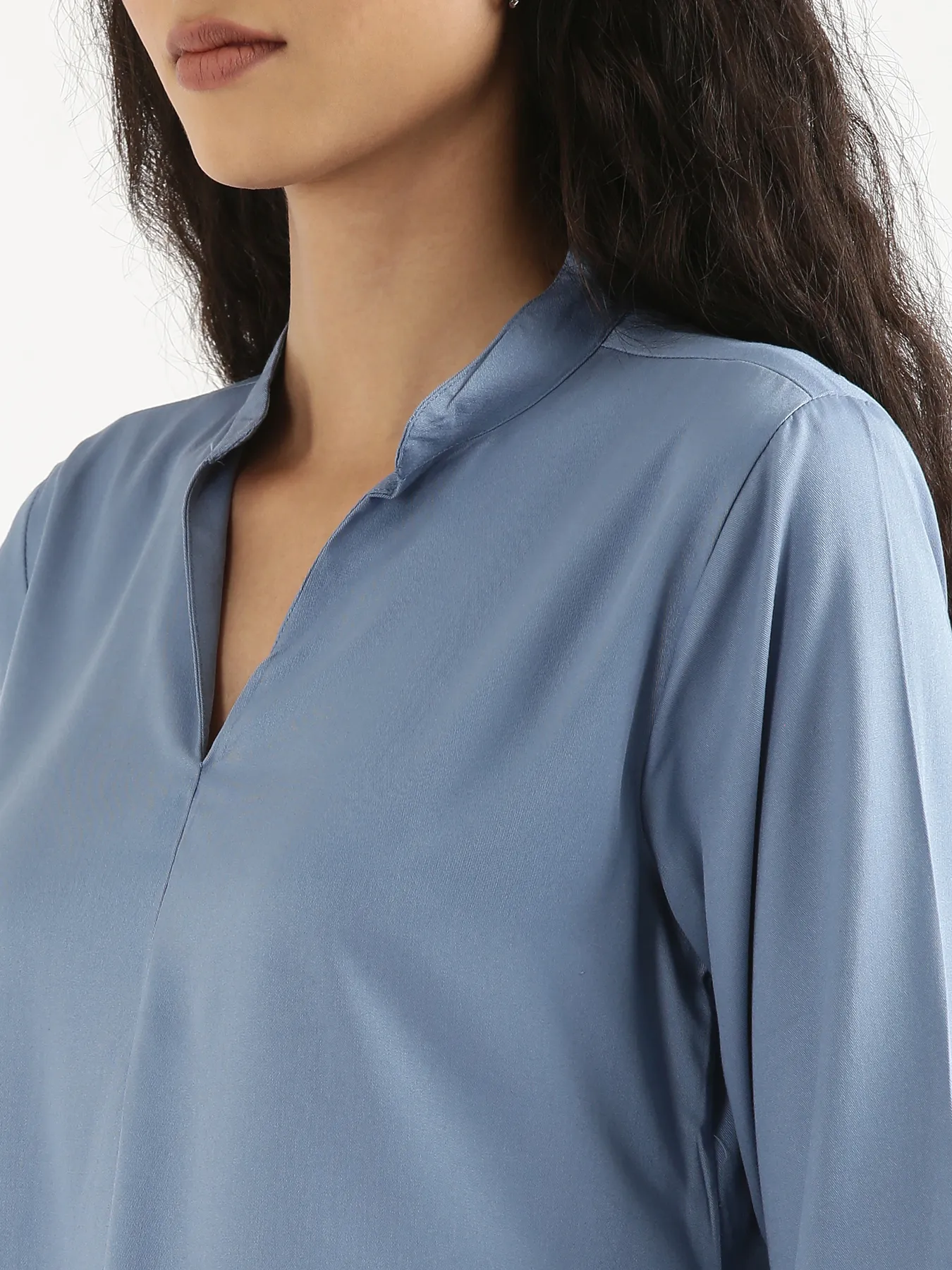 Women English Blue Viscose Pleated Top - Image 5