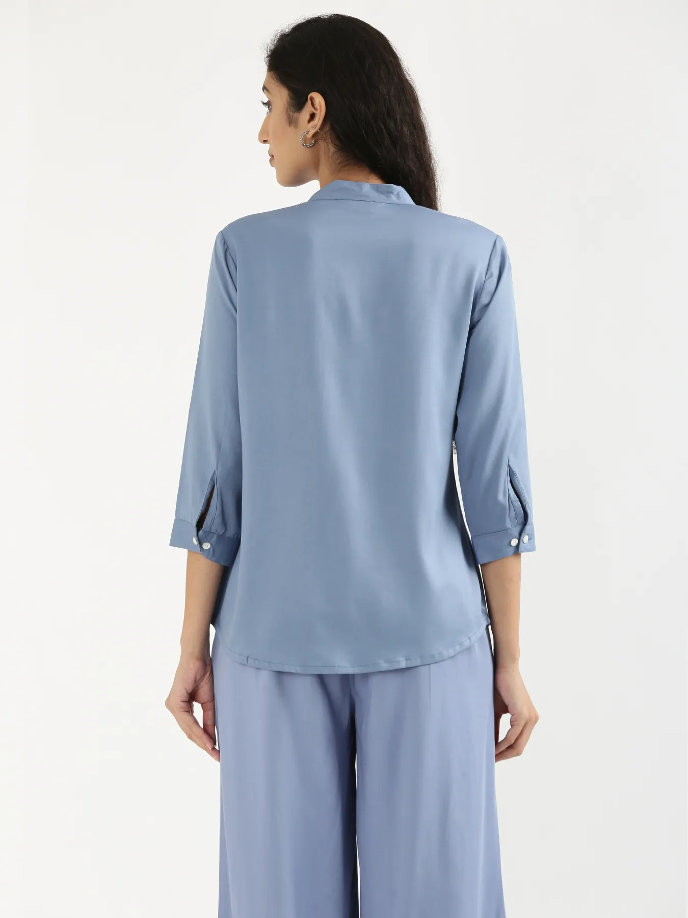 Women English Blue Viscose Pleated Top - Image 7