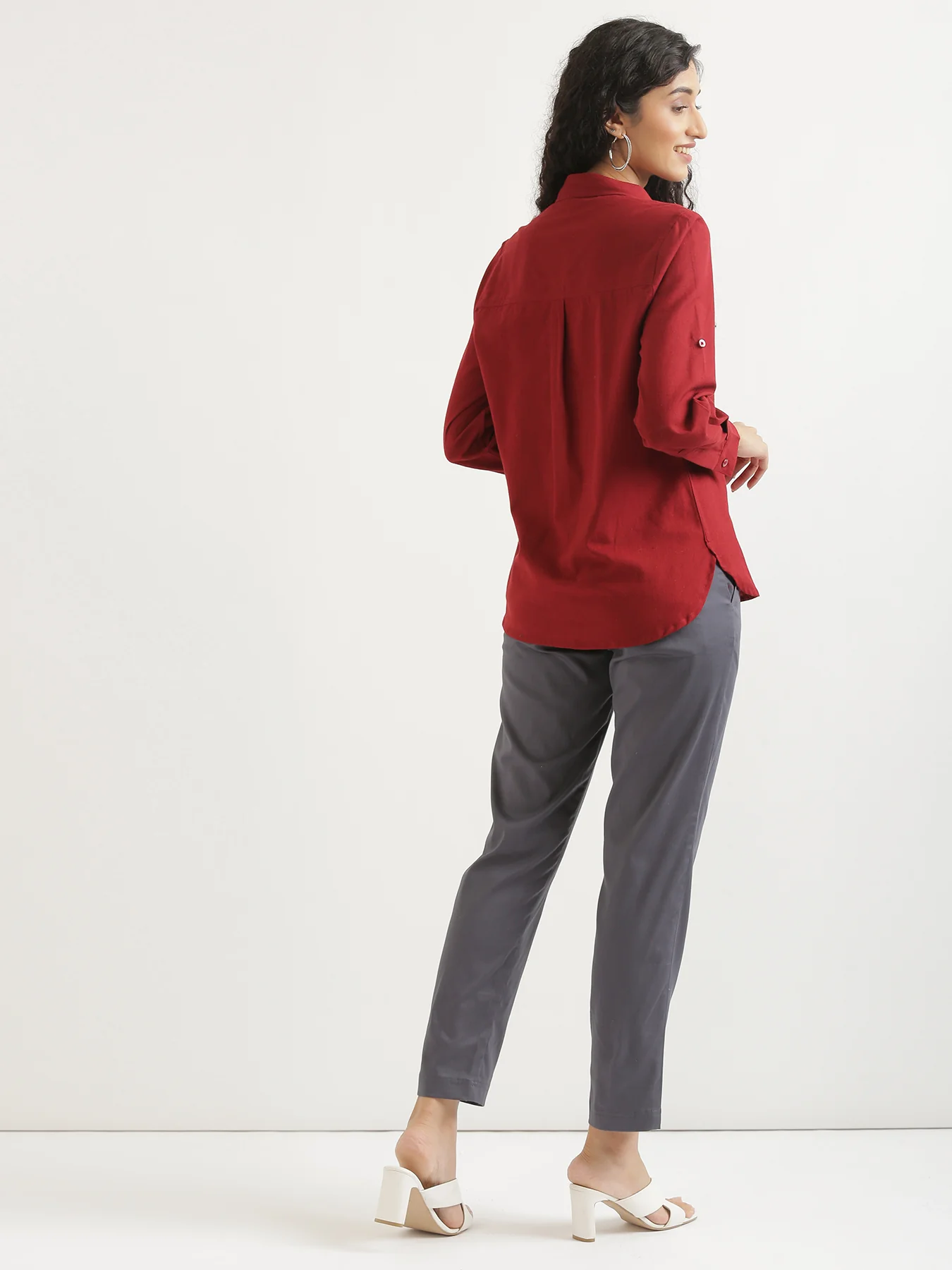 Women Grey Formal Pant - Image 3