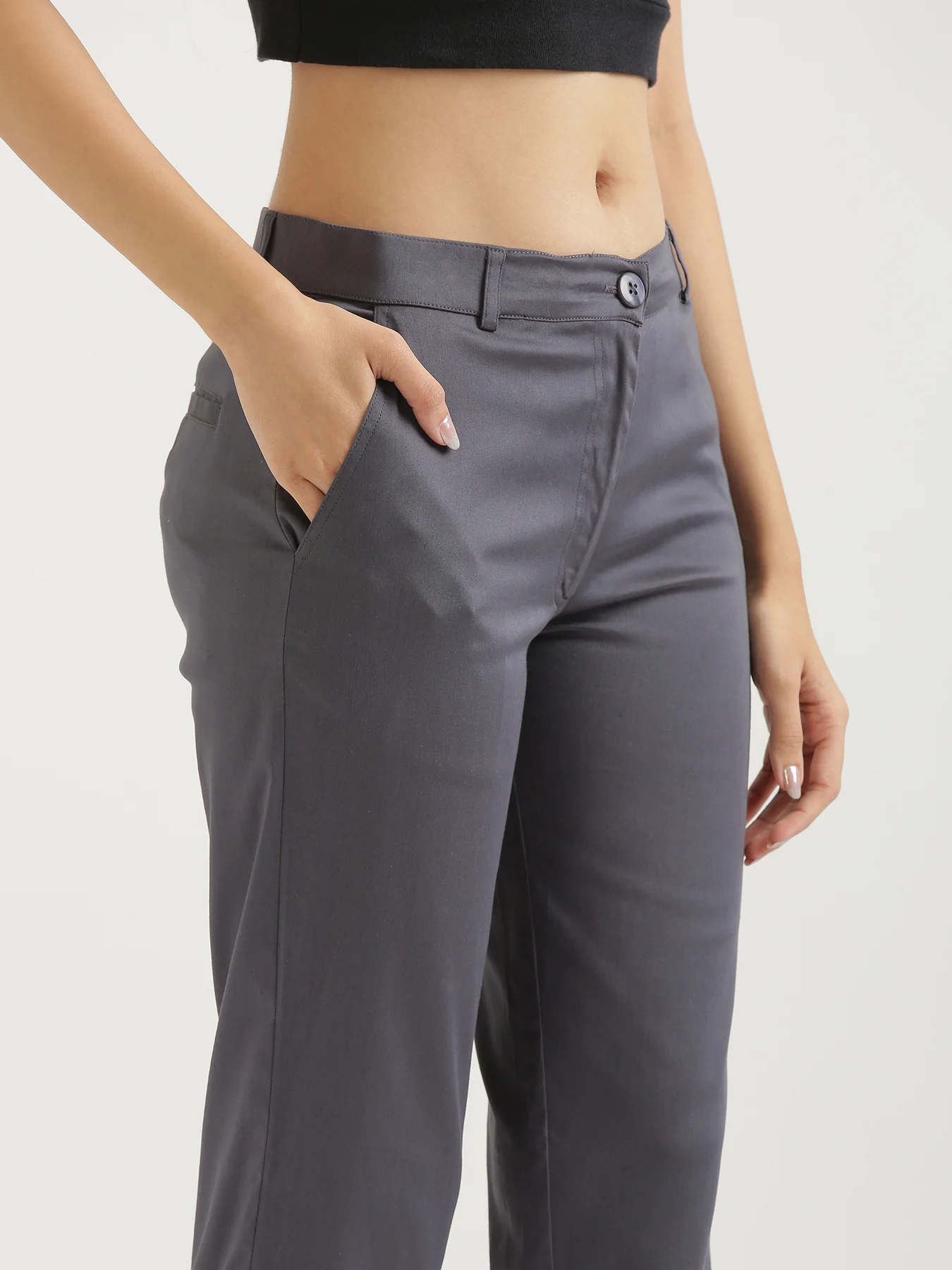 Women Grey Formal Pant - Image 7