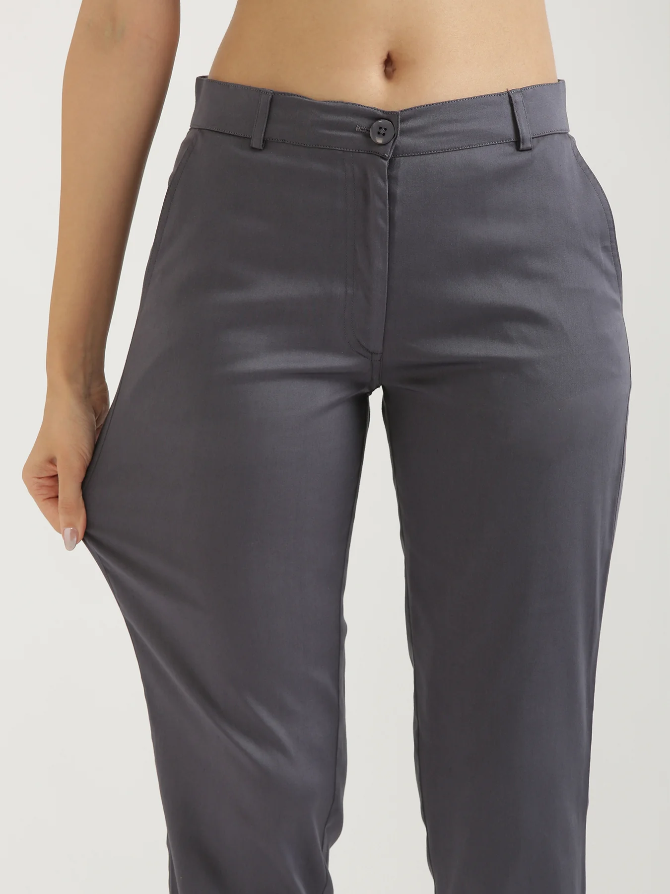Women Grey Formal Pant - Image 9