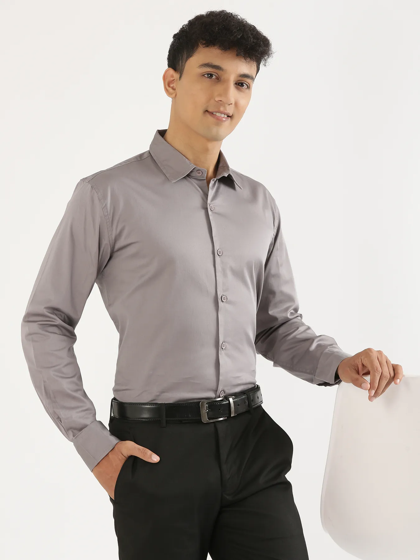 Men Grey Formal Shirt - Image 10
