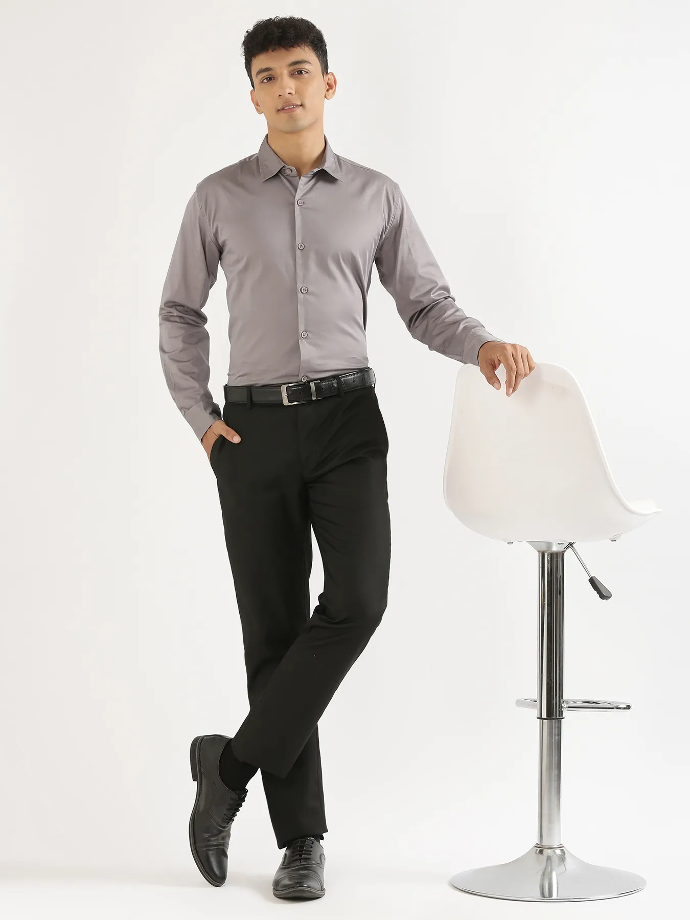 Men Grey Formal Shirt - Image 8