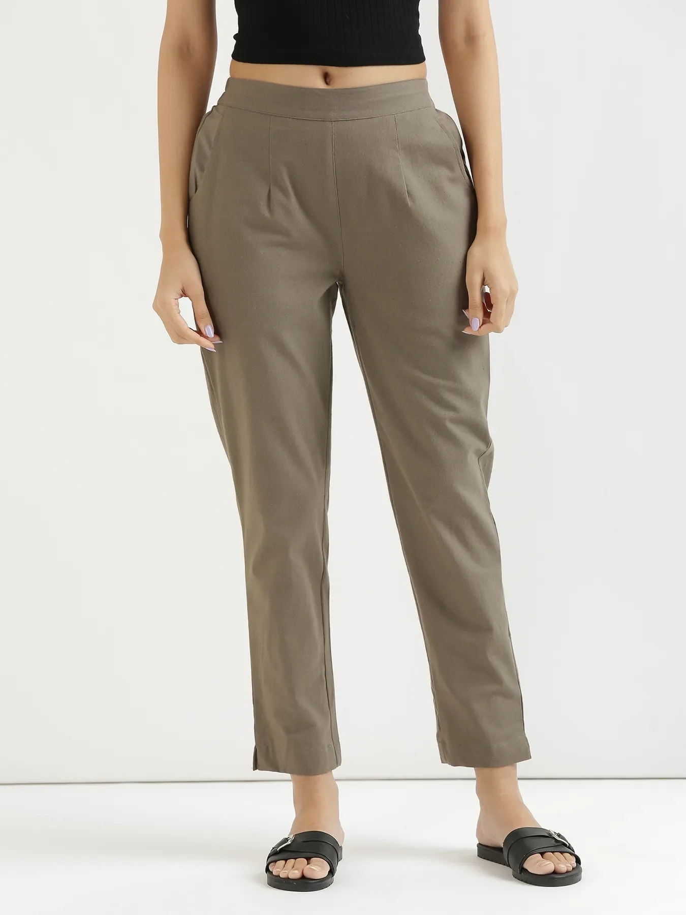 Women Grey Cotton Pant