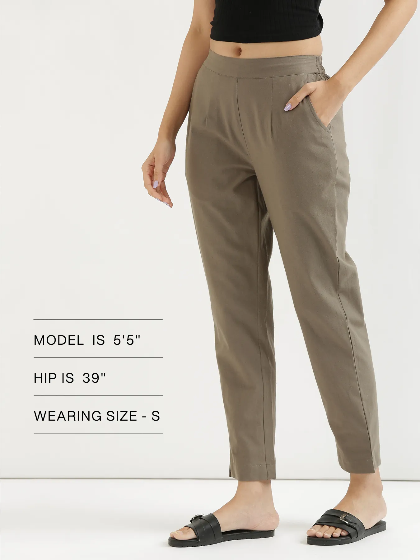 Women Grey Cotton Pant - Image 12