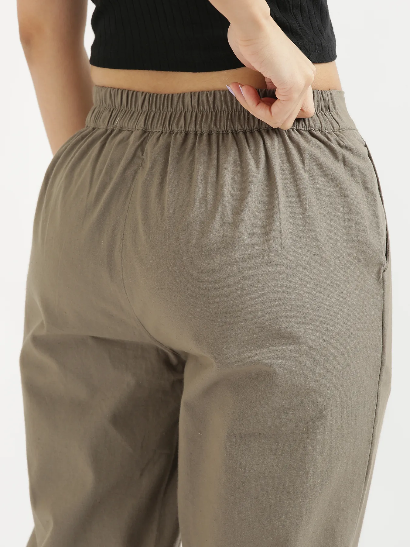 Women Grey Cotton Pant - Image 6