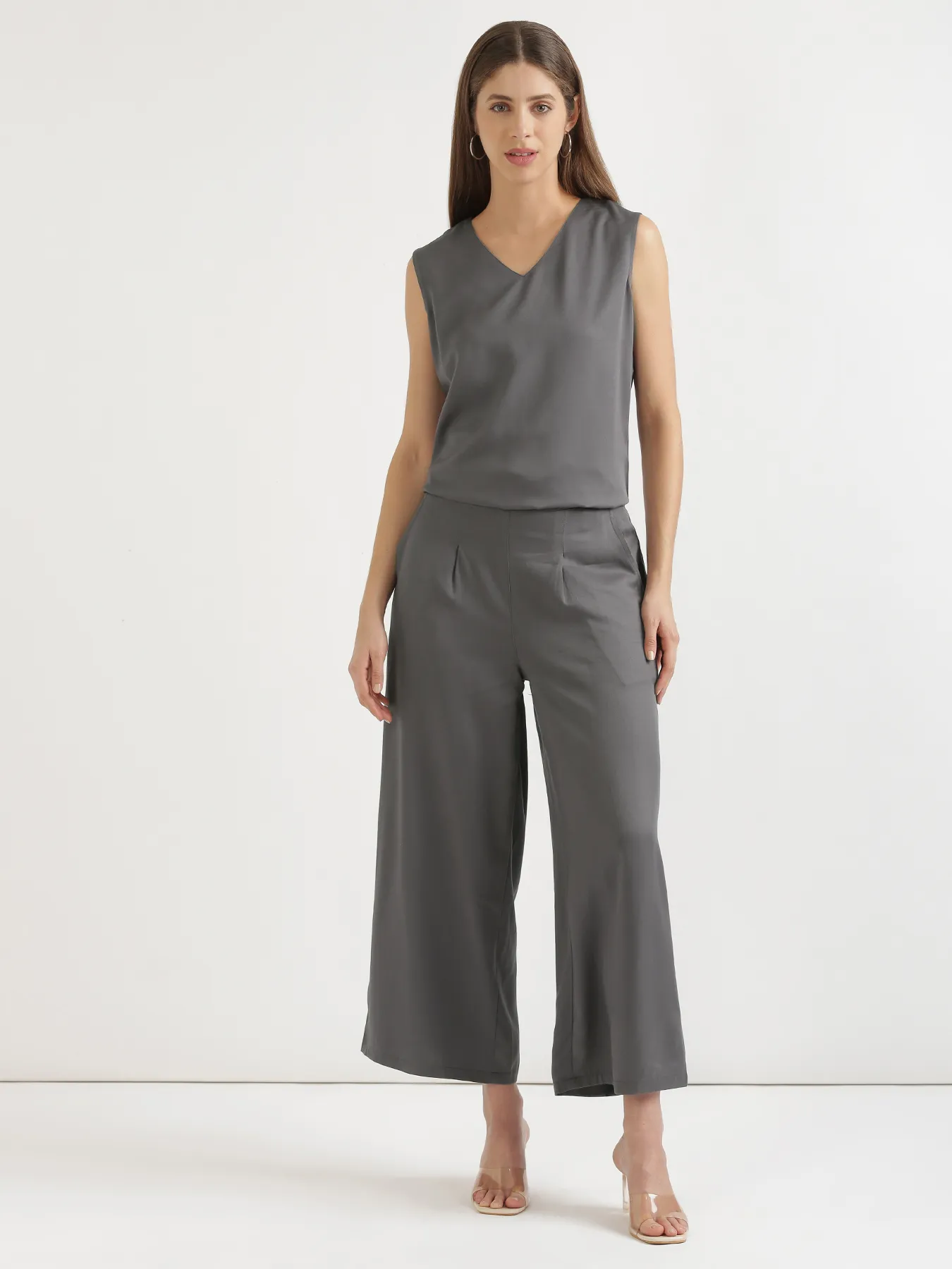 Women Grey Viscose Palazzo Pant - Image 10