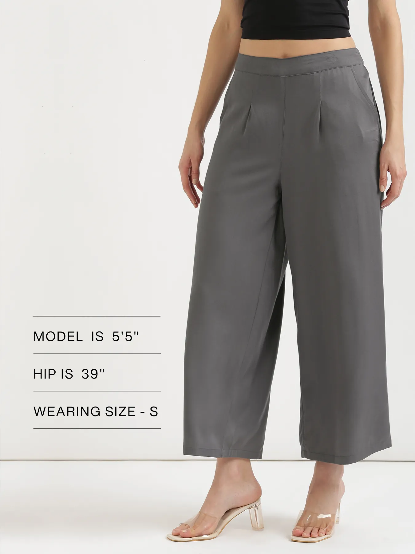 Women Grey Viscose Palazzo Pant - Image 13
