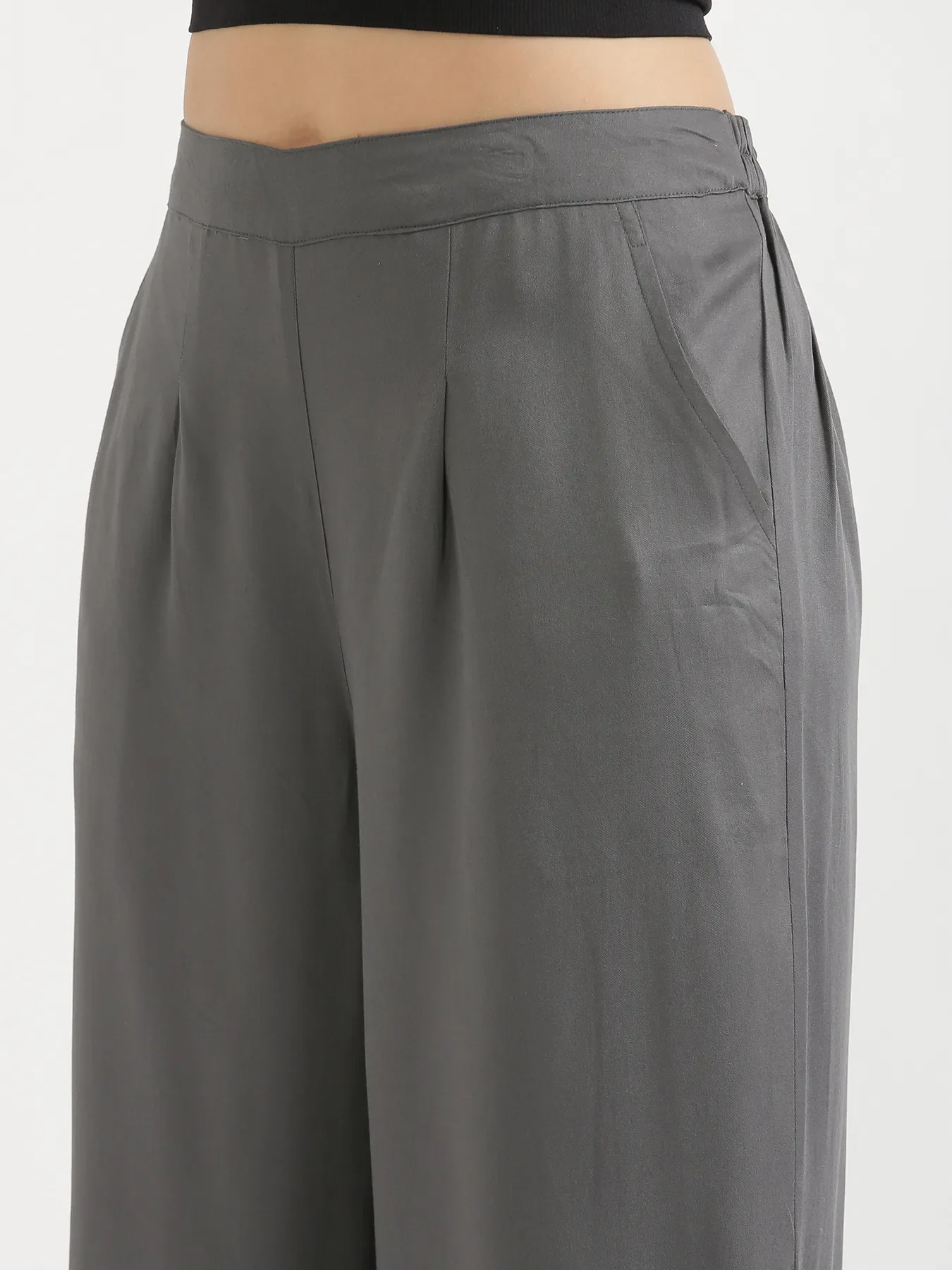 Women Grey Viscose Palazzo Pant - Image 6