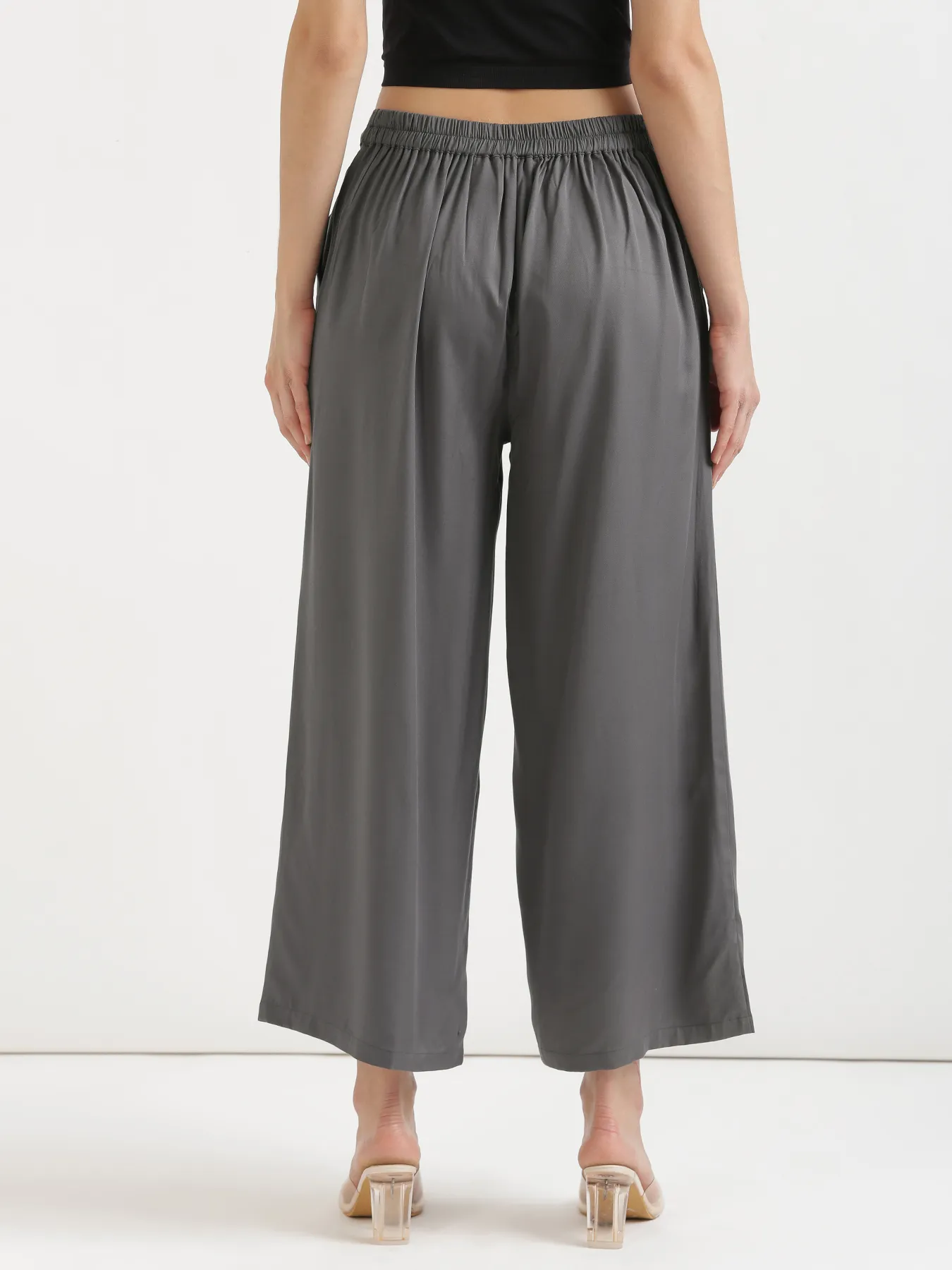 Women Grey Viscose Palazzo Pant - Image 8