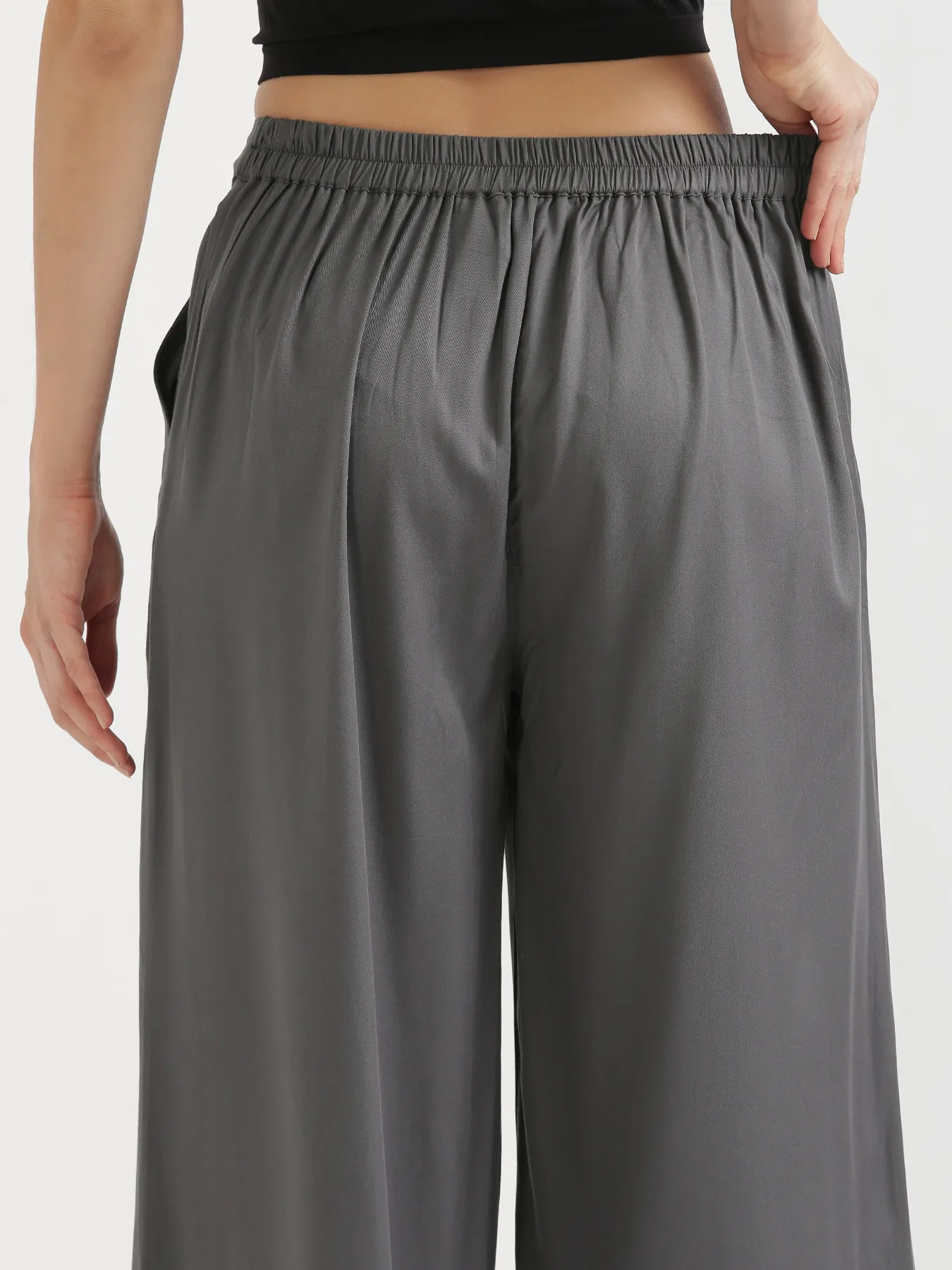 Women Grey Viscose Palazzo Pant - Image 9