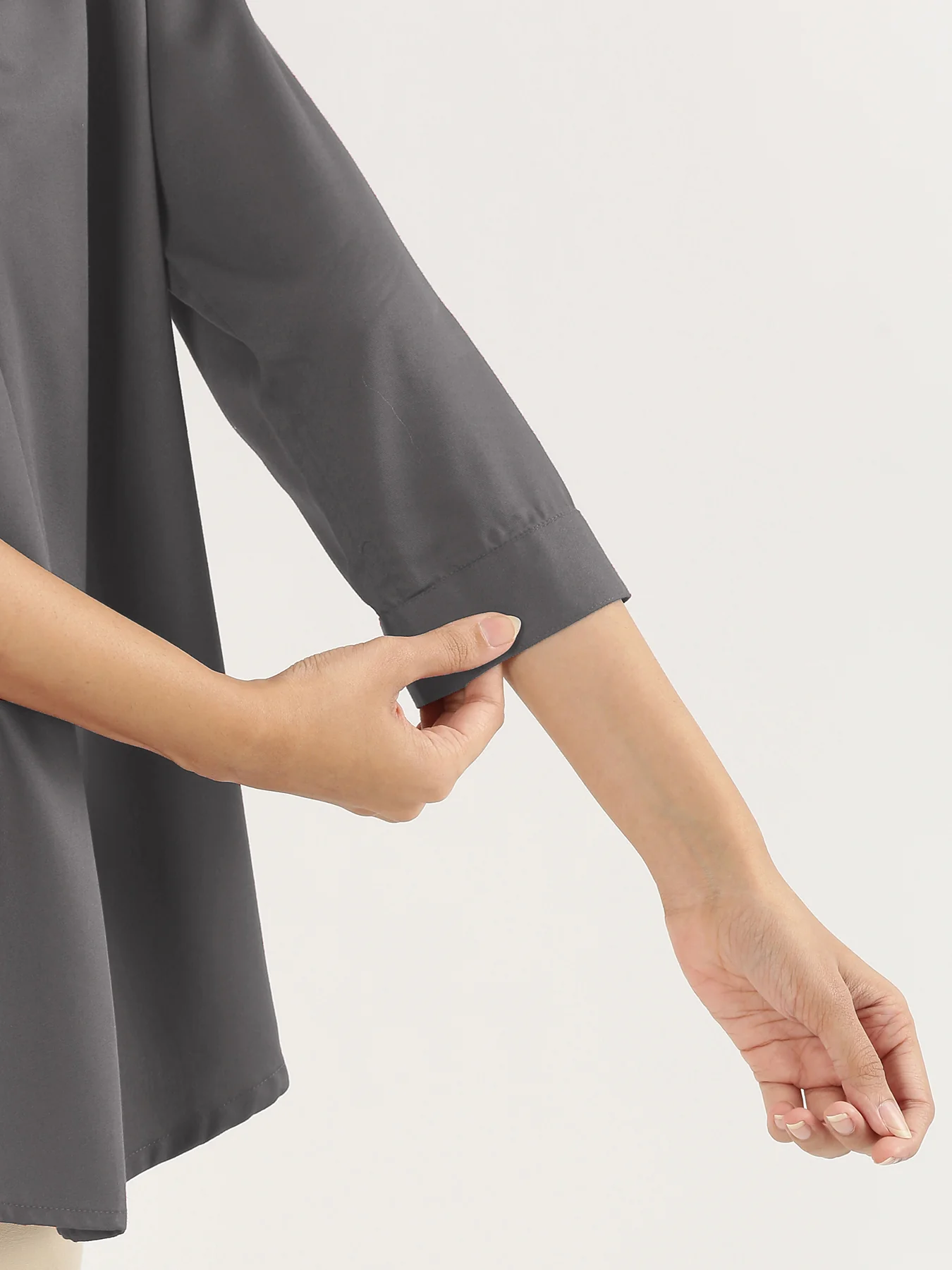 Women Grey Viscose Pleated Top - Image 5