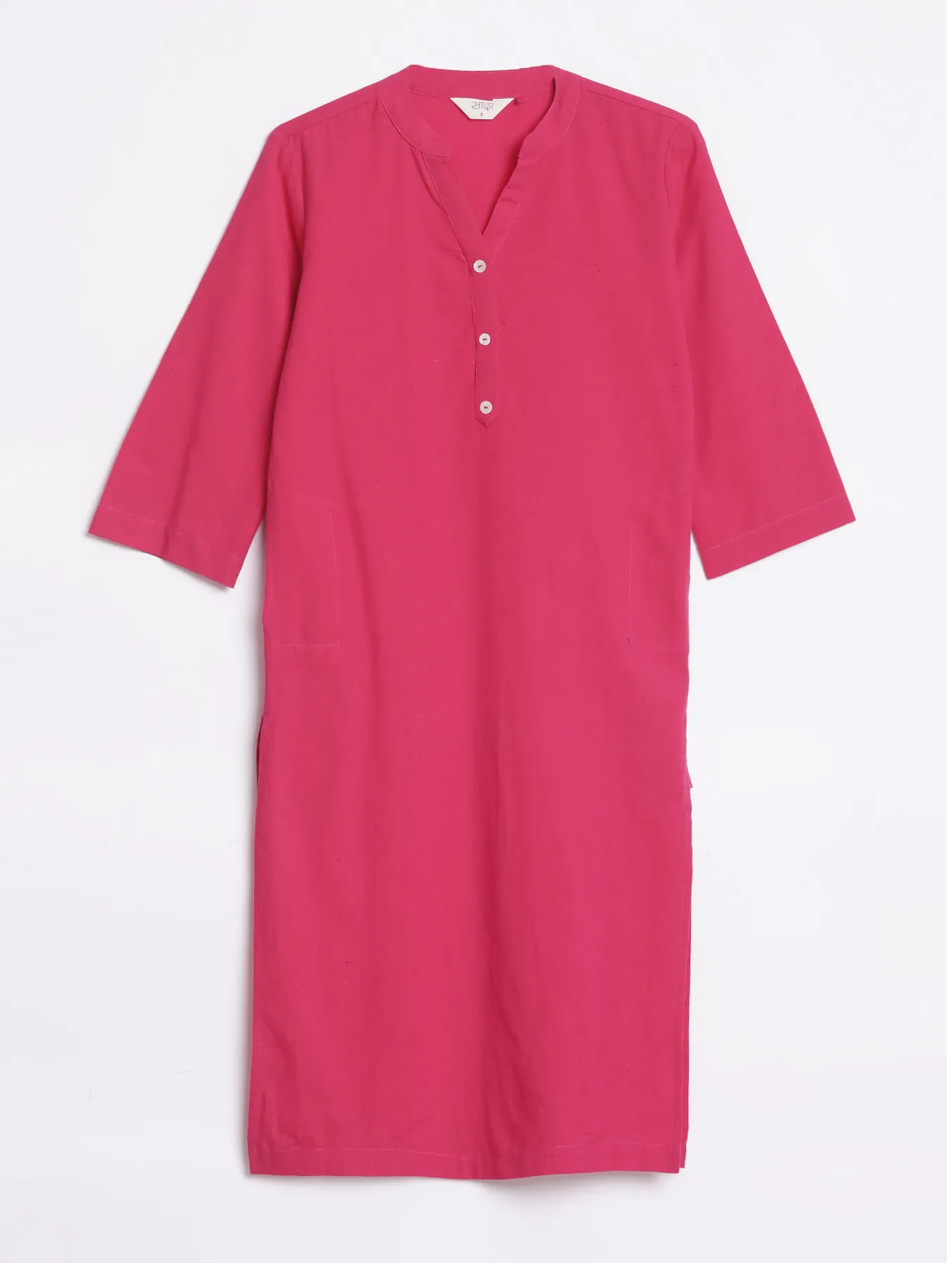 Women Hot Pink Airy Linen Long Kurta - Image 13