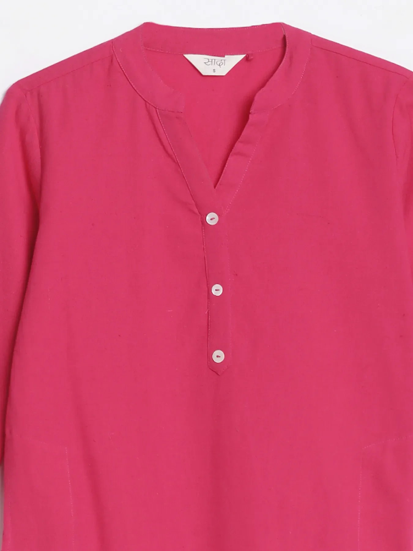 Women Hot Pink Airy Linen Long Kurta - Image 14