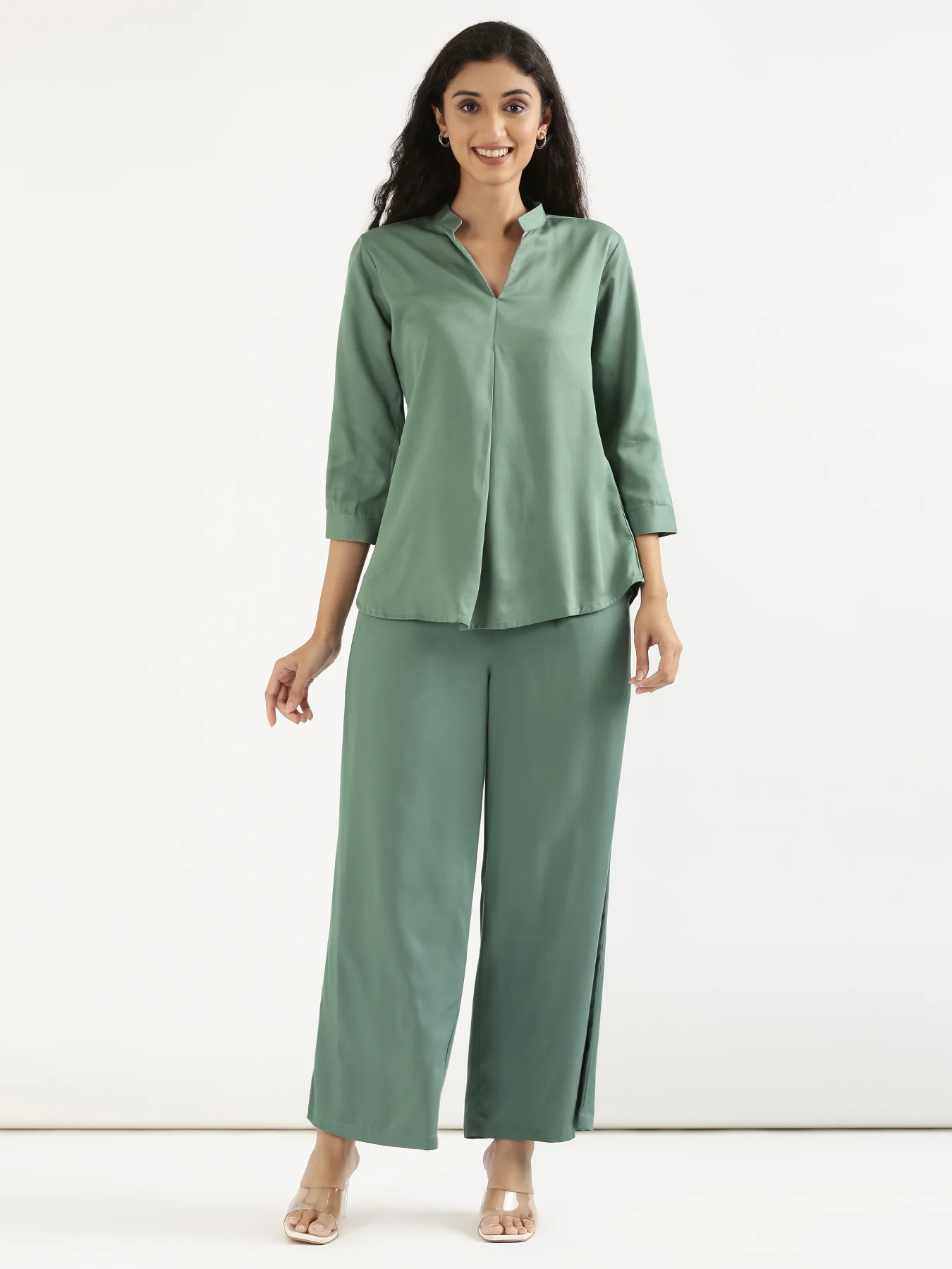 Women Jade Viscose Pleated Top - Image 6