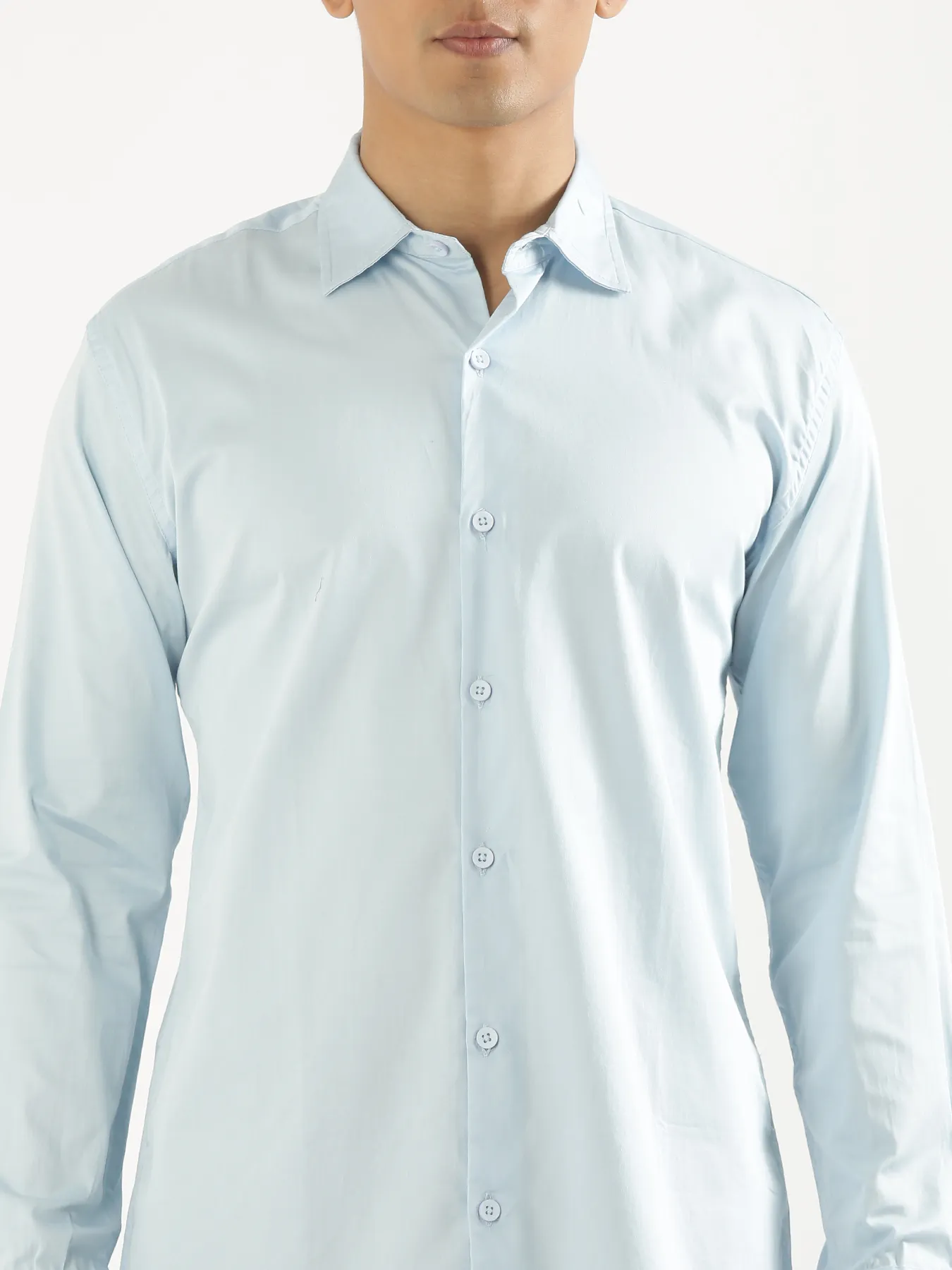 Men Light Blue Formal Shirt - Image 4