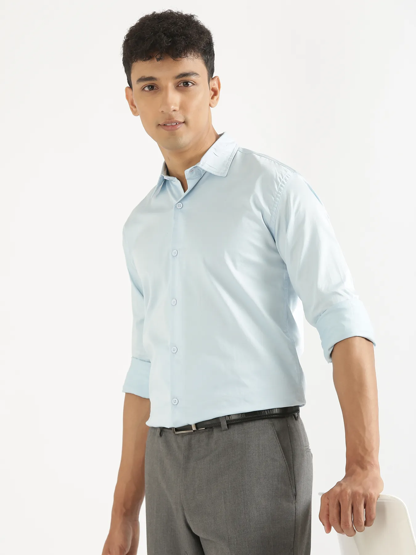 Men Light Blue Formal Shirt - Image 9