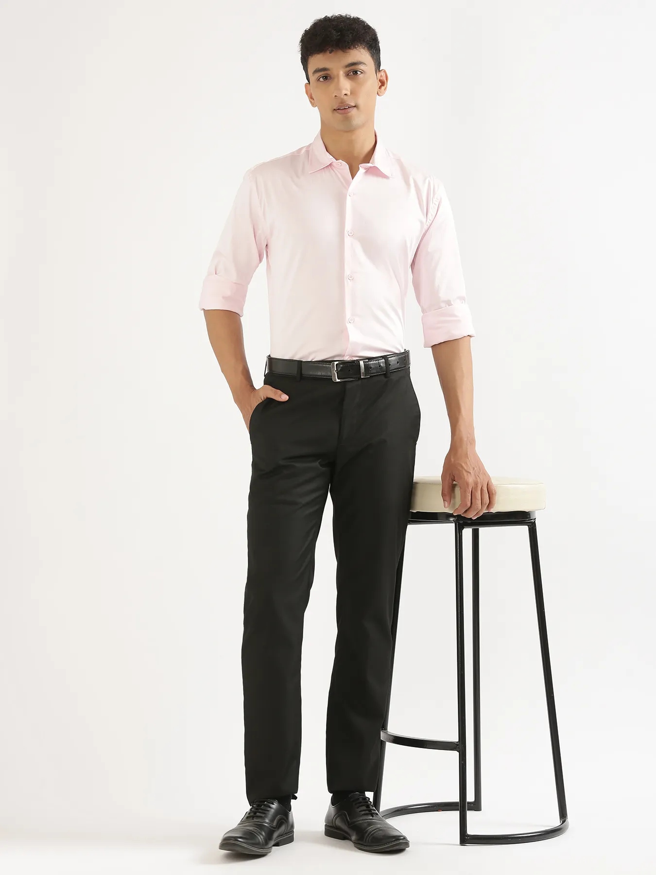 Men Light Pink Formal Shirt - Image 11