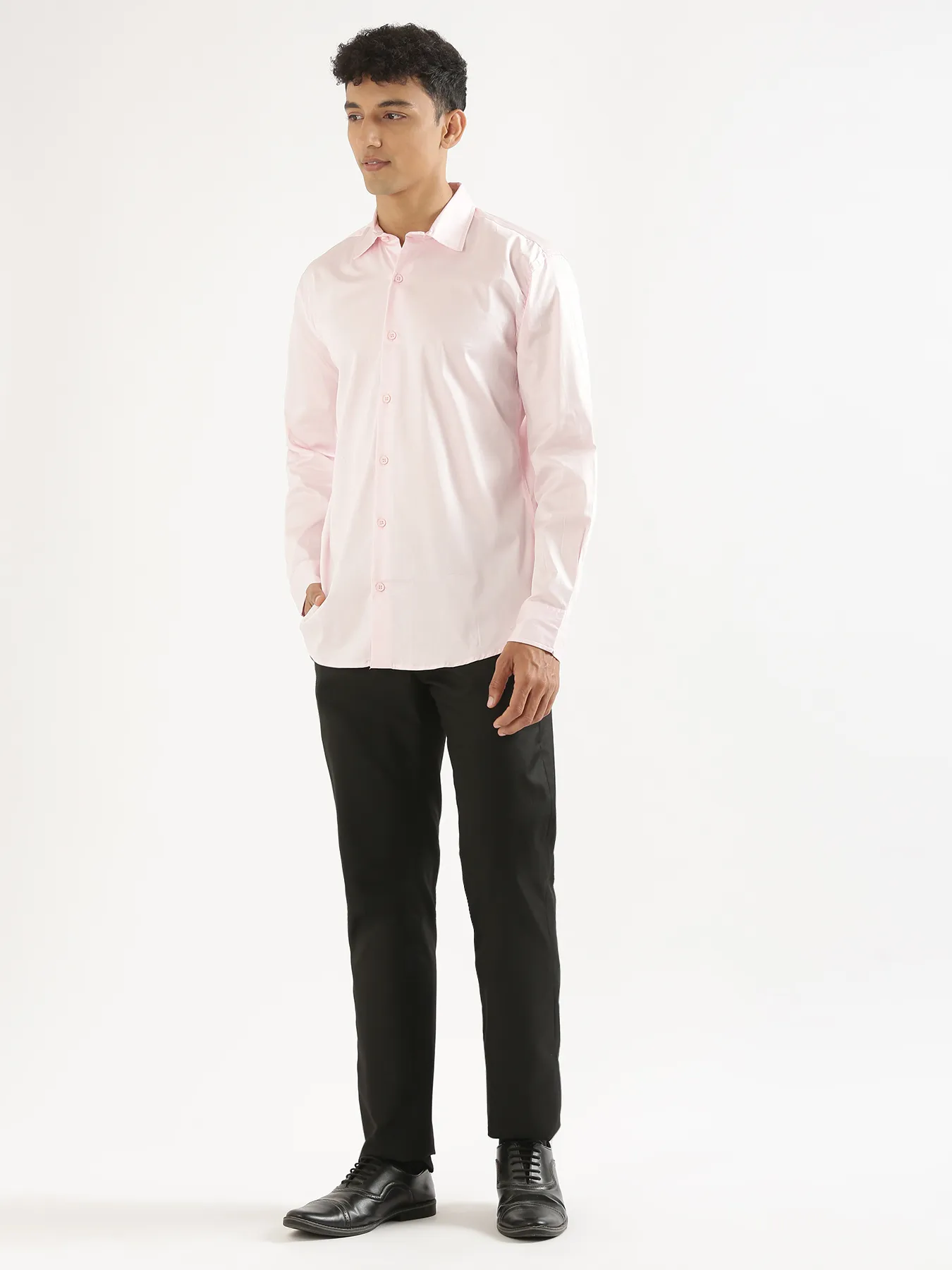 Men Light Pink Formal Shirt - Image 3