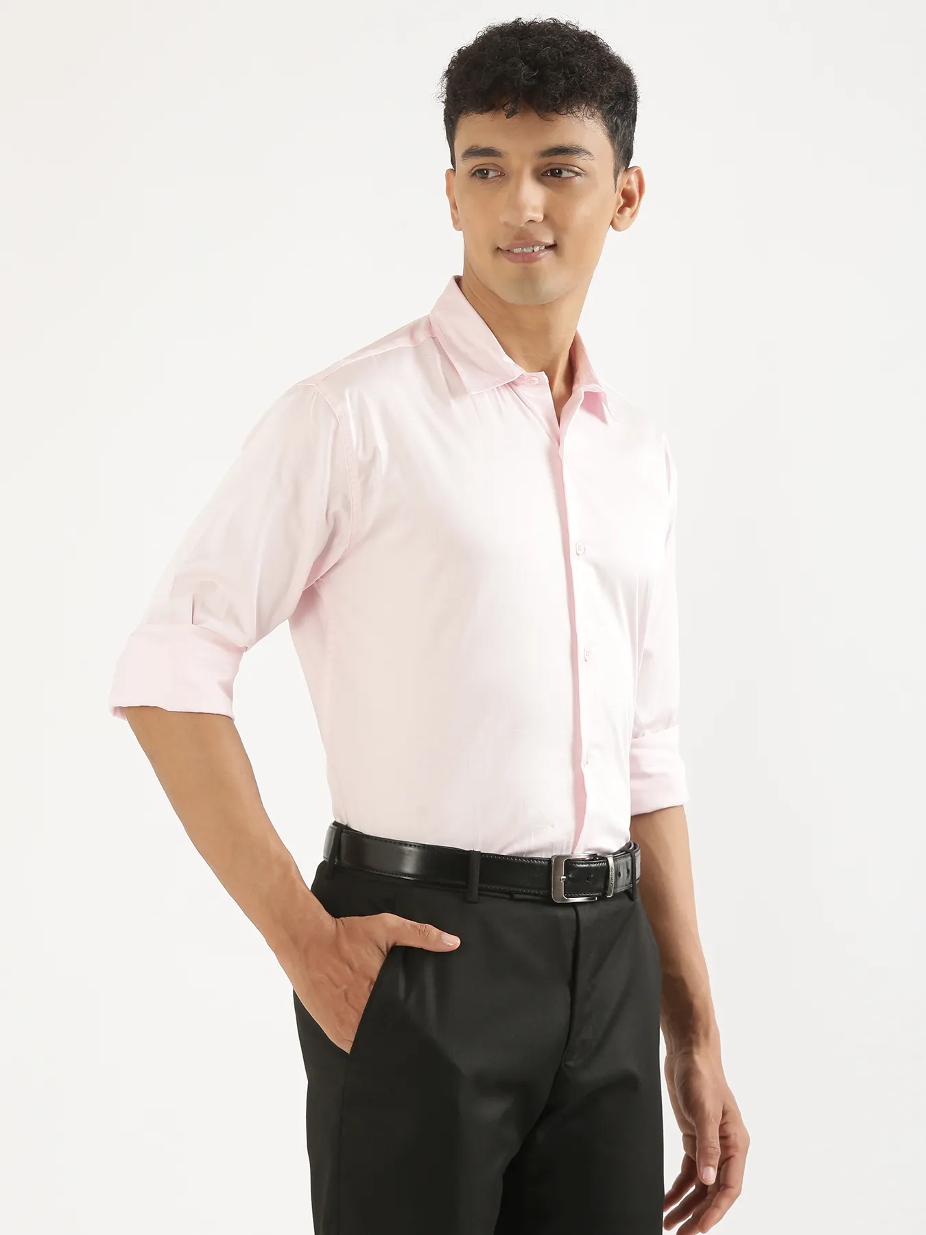 Men Light Pink Formal Shirt - Image 9