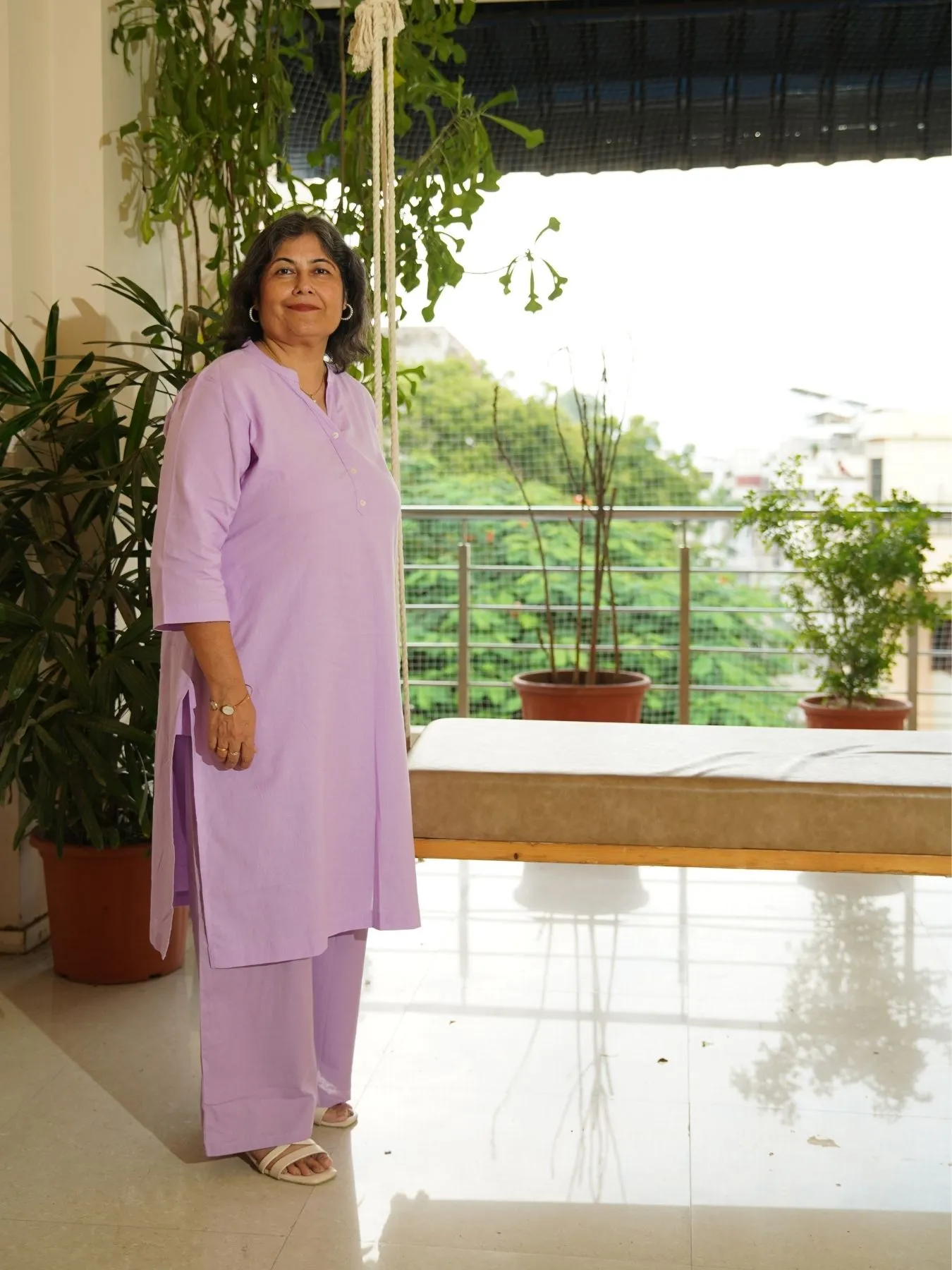 Lilac Airy Linen Long Kurta Co-ord Set - Image 7