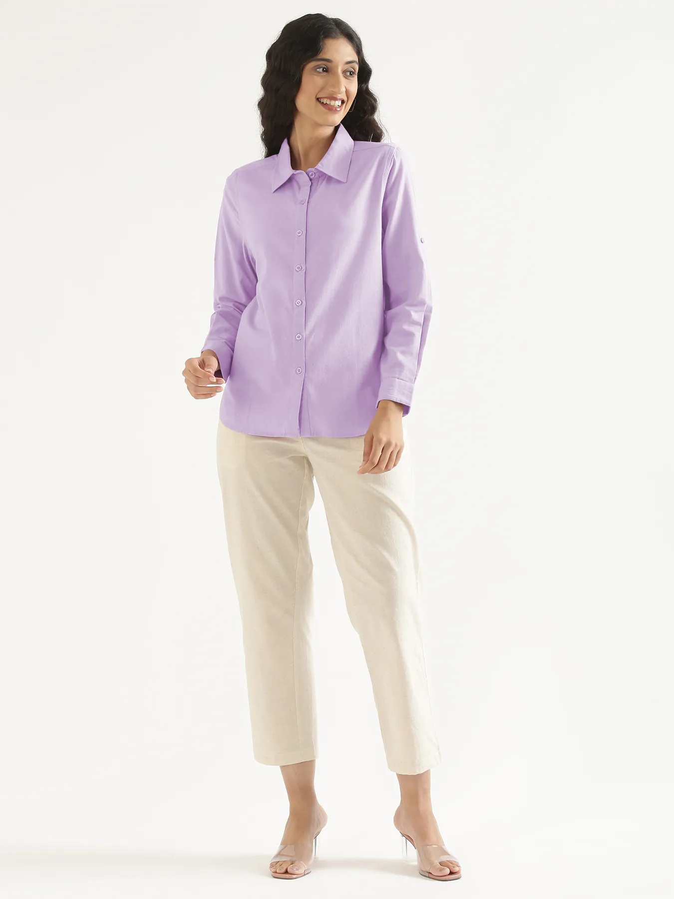 Women Lilac Airy-Linen Shirt - Image 10